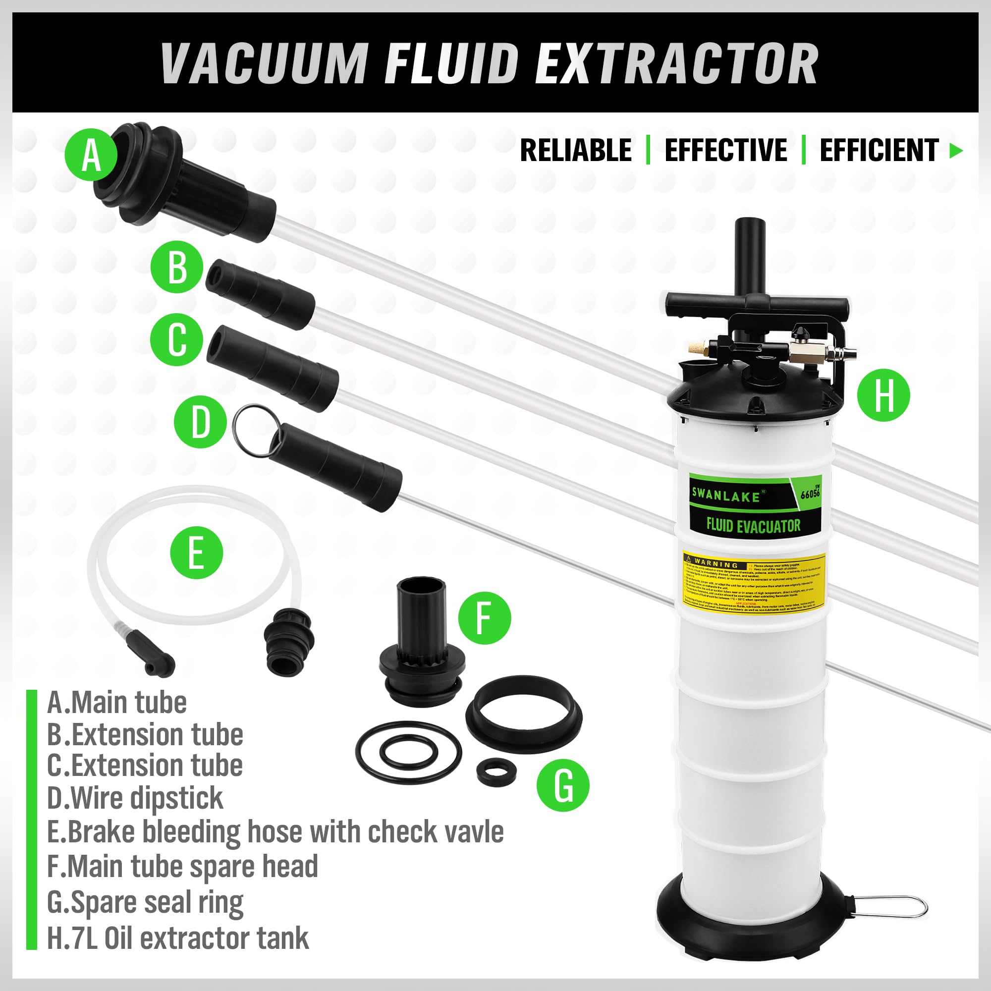 SWANLAKE 6.5L Pneumatic/Manual Fluid Extractor Pump - Oil Changer & Vacuum Fluid Change Tool for Efficient Oil Changes