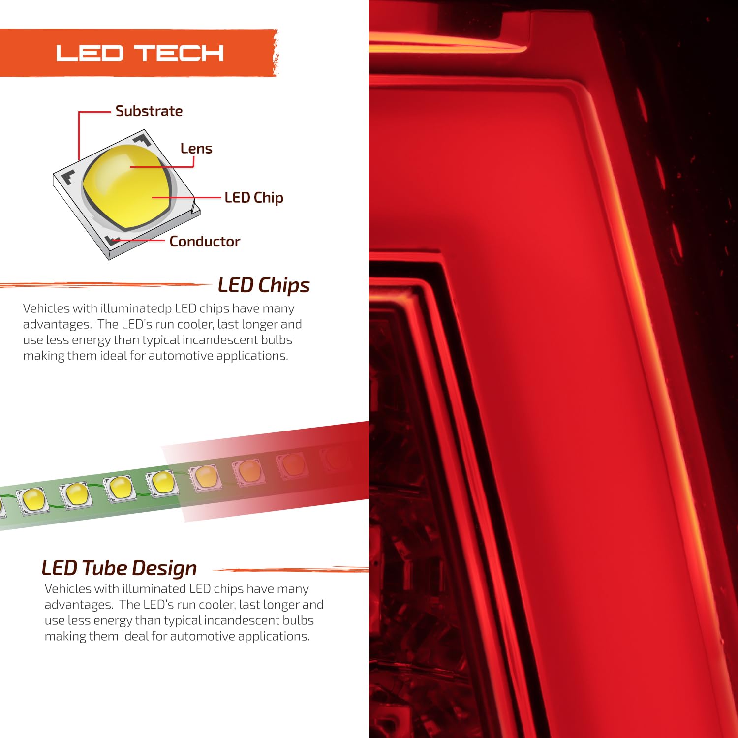 Akkon - For 2003-2006 Silverado / 05-07 Silverado Hybrid Pickup Truck Red Smoke V2 Led Tail Lights Brake Lamps Pair