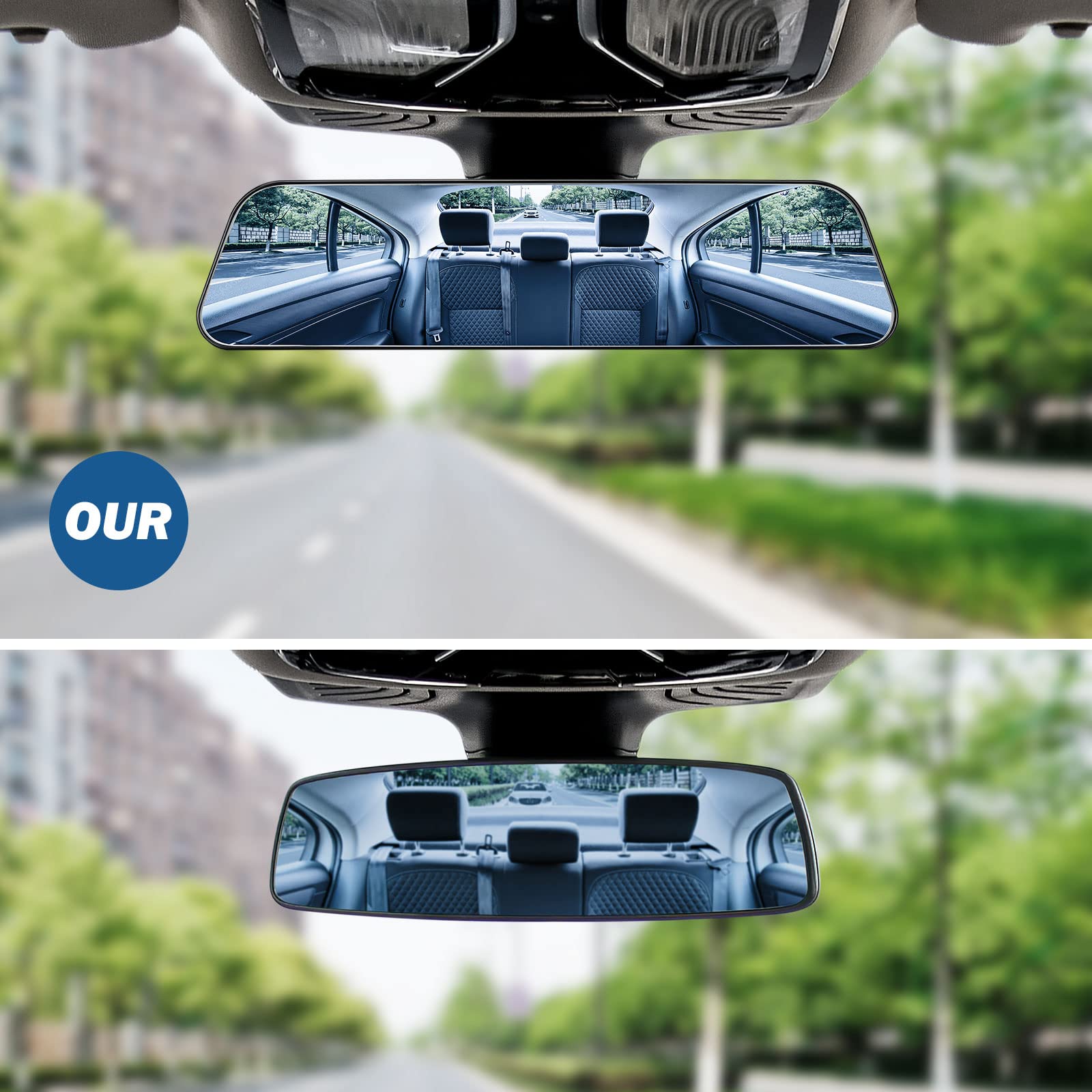 Joytutus Panoramic Anti-Glare Rear View Mirror, Wide Angle Convex Effectively Reduces Blind Spot, Universal Car Suv Trucks (Blue