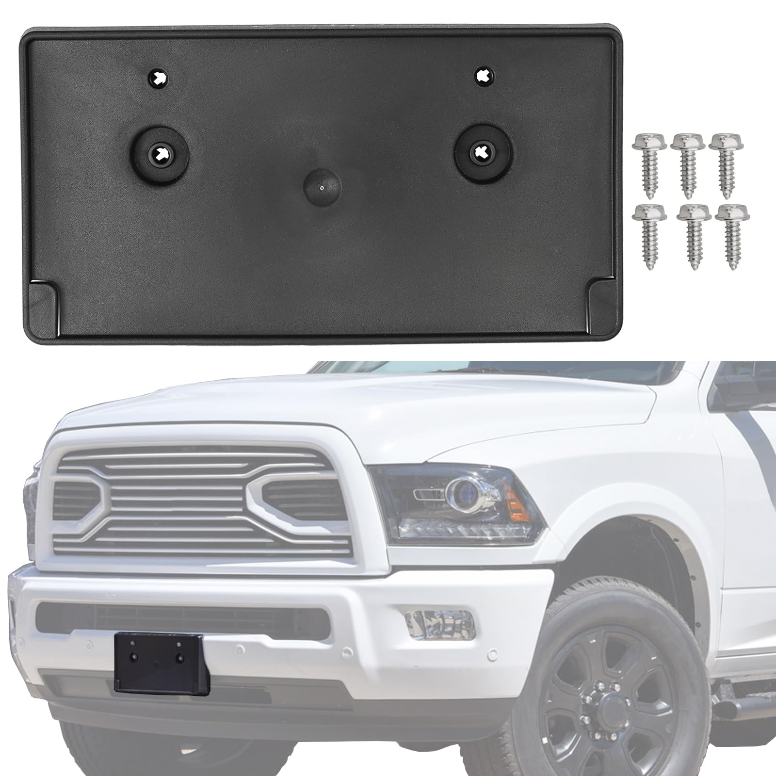 OKPARZ Front Bumper License Plate Frame Bracket Holder Compatible for Dodge Ram 2500 3500 4500 5500 2018 68375635AA