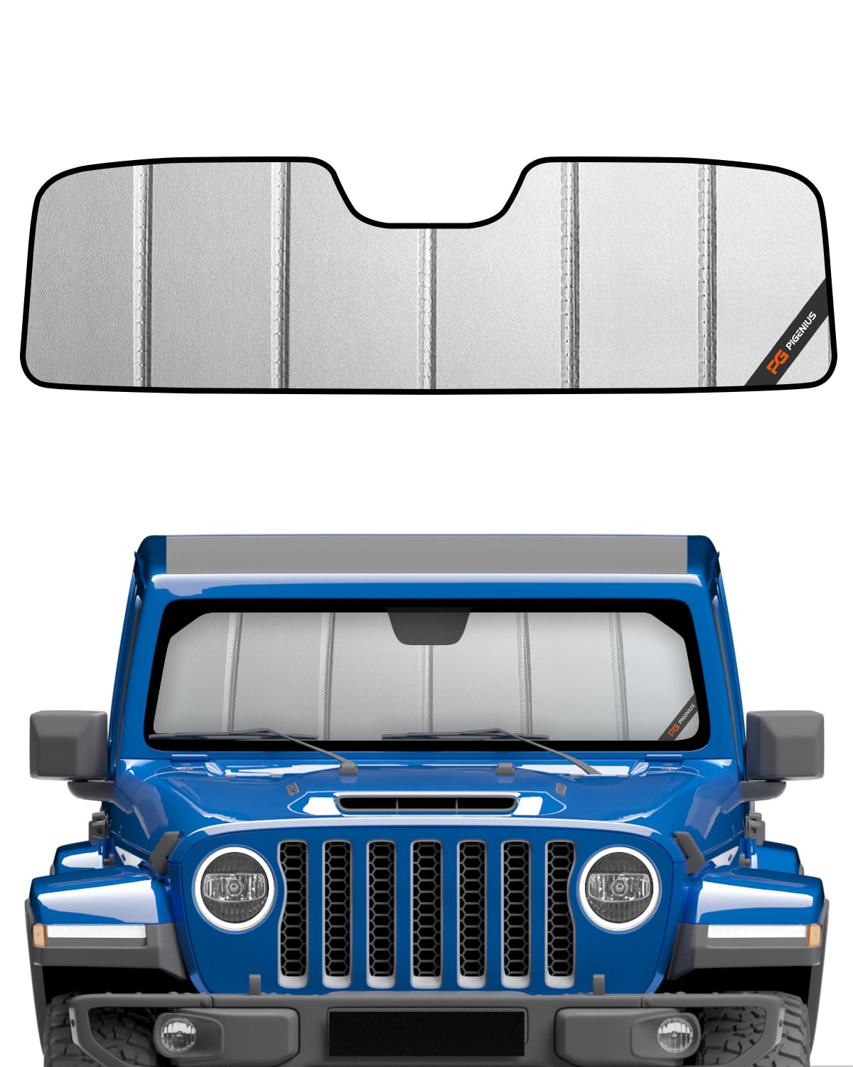 Pigenius Windshield Shade For Jeep Wrangler Jl 2018-2025, Gladiator 2020-2025 Sunshade- Safeguard