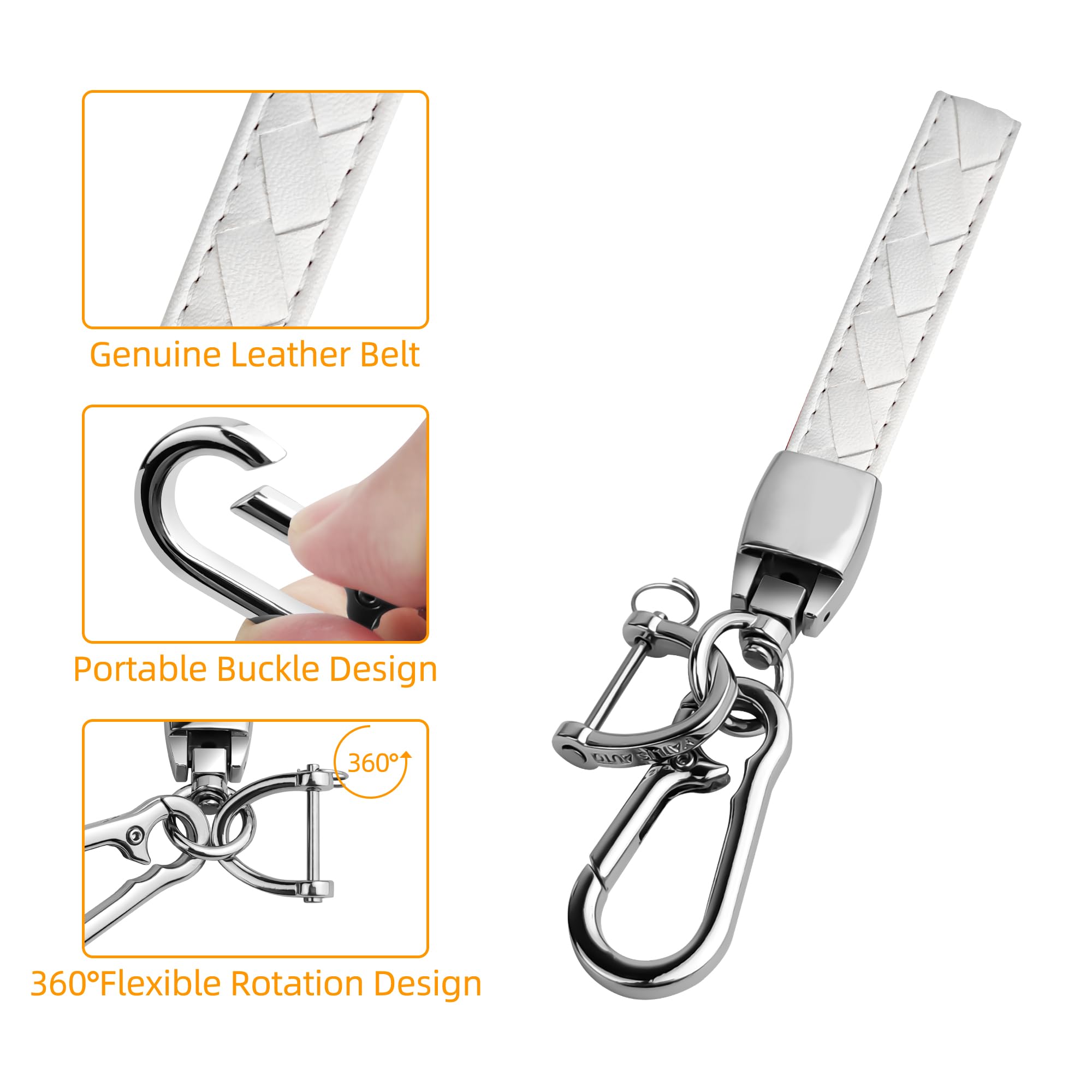 Sindeda Mazda Key Fob Cover with Keychain Case - 360 Protection for Mazda 3, CX-5, CX-30, CX-9 (White)