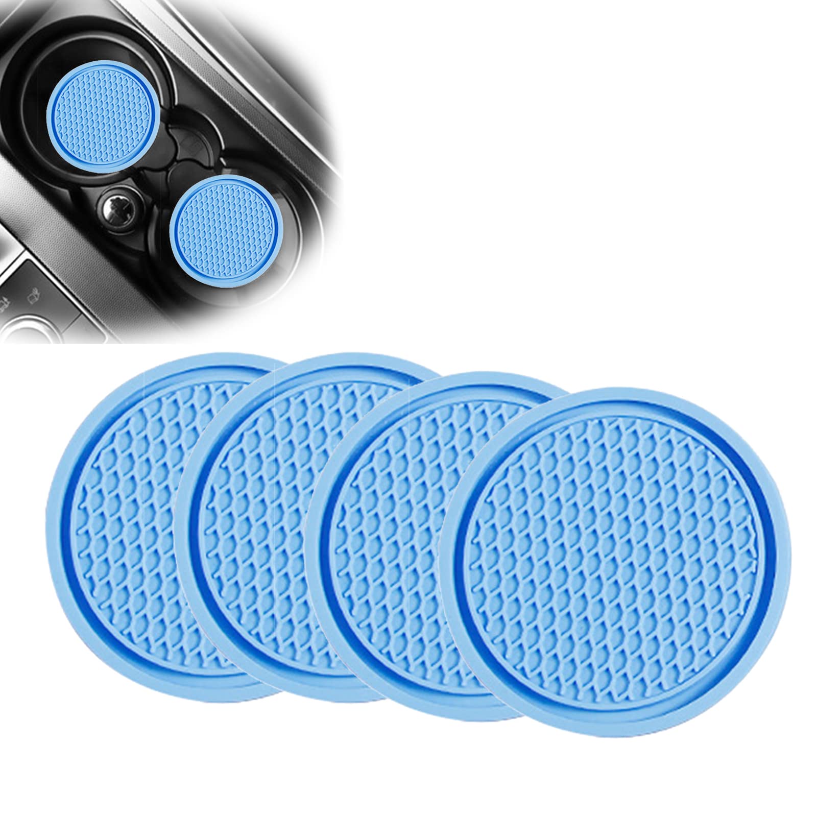 Sodcay Universal Car Cup Holder Insert. Pvc Material. Honeycomb Waterproof. Fixed, Anti-Slip Coaster (Blue, 2.75In)