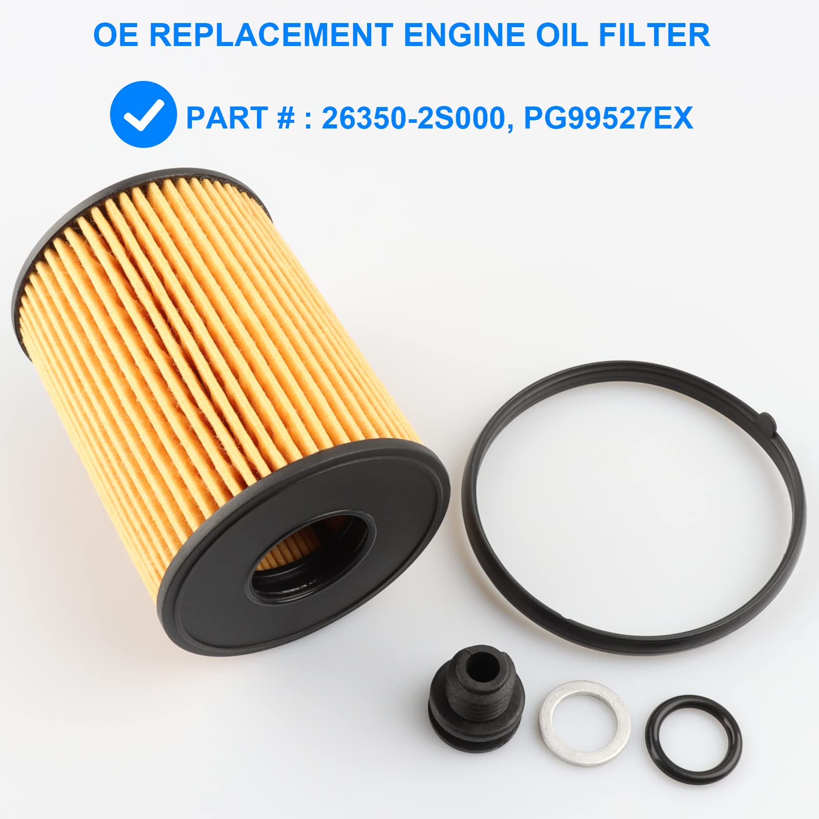 Oil Filter, Replace 26350-2S000, PG99527EX Compatible with Hyundai Kia 2.5L - 2022 Santa Cruz, 2021-2022 Santa Fe, 2020-2022 Son