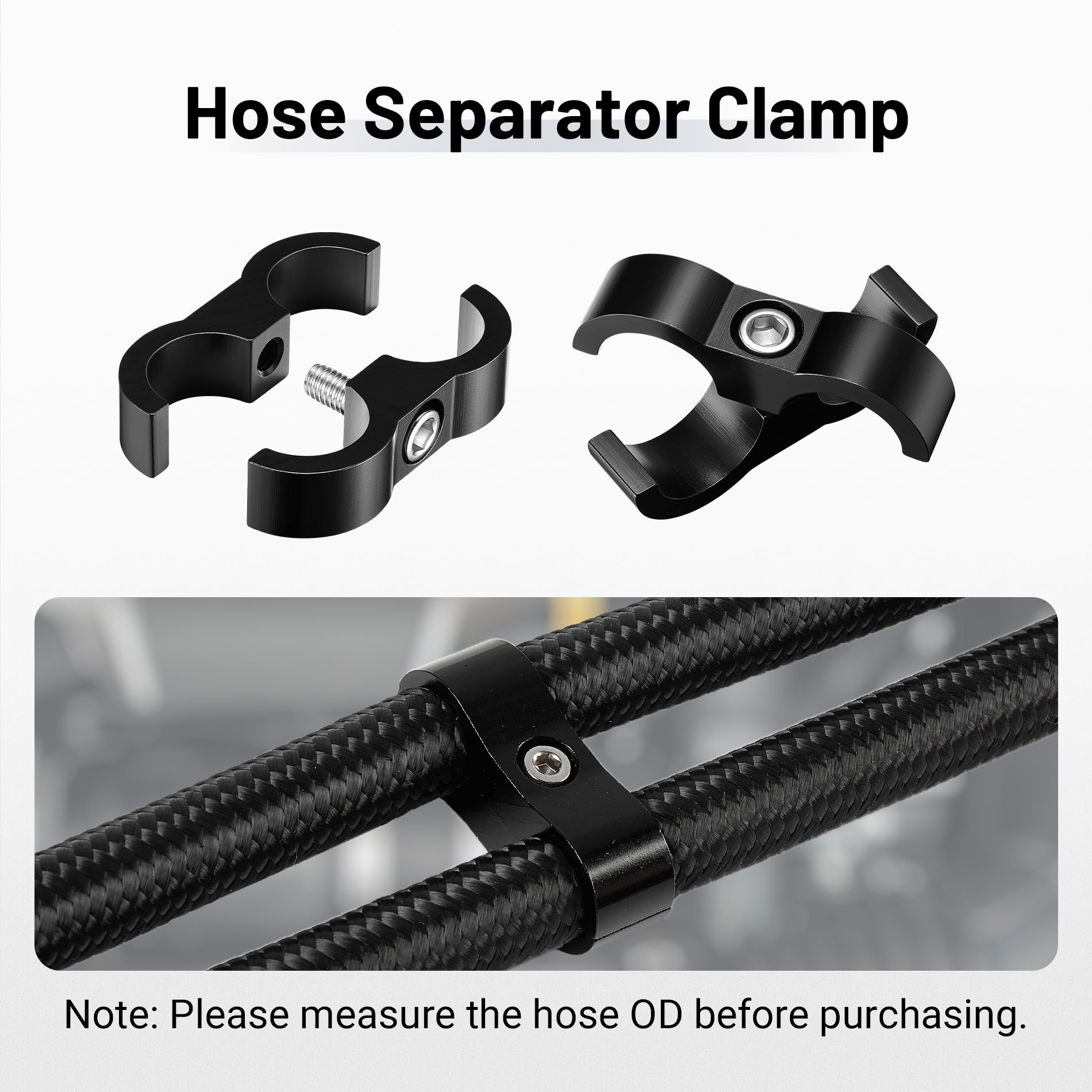 Evil Energy 10An Hose Separator Clamp, An10 Fuel Line Mounting Clamp Aluminum Black 4Pcs