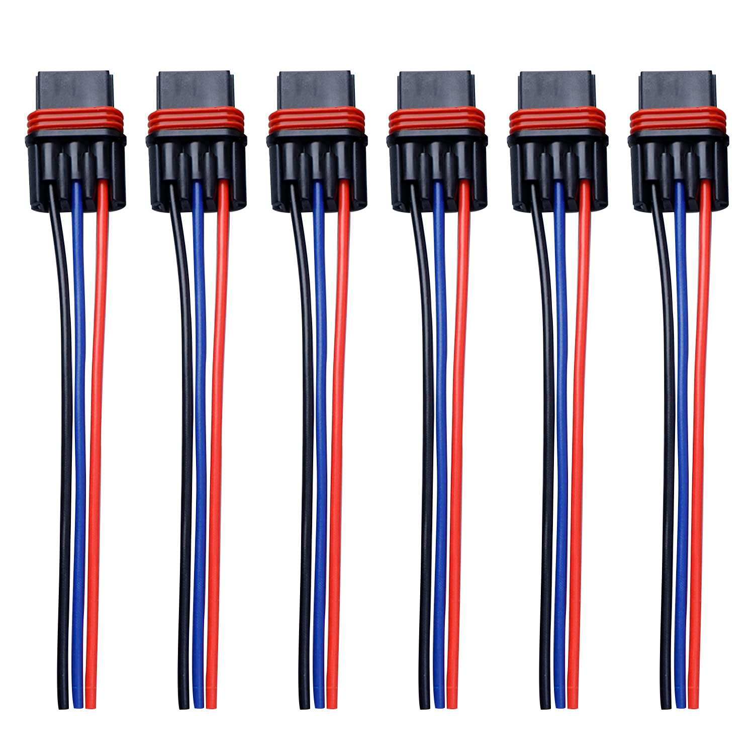 Pulse Power Plug Pigtail Connector Compatible With Polaris 2018 2019 2020 2021 2022 2023 2024 Ranger Xp 1000/ Rzr/Pro Rs1 General Pulse Bus Bar Harness Pigtail Connector (6Pcs Black Red Blue)