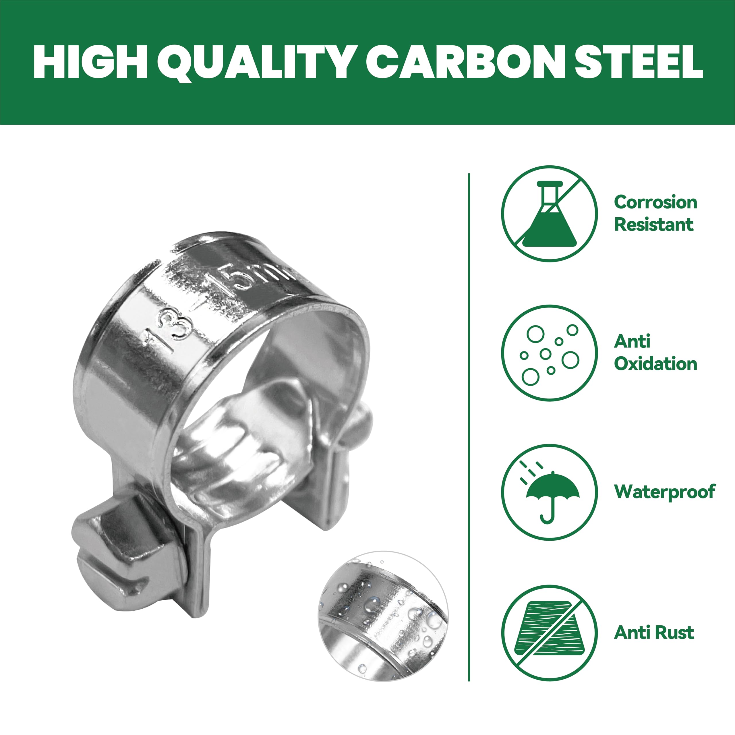 LAR-ME 5/16'' Mini Fuel Injection Hose Clamps, 20PCS Gas Line Hose Clamp, Adjustable Pipe Hose Clip Tube Clamps for Automotive,A