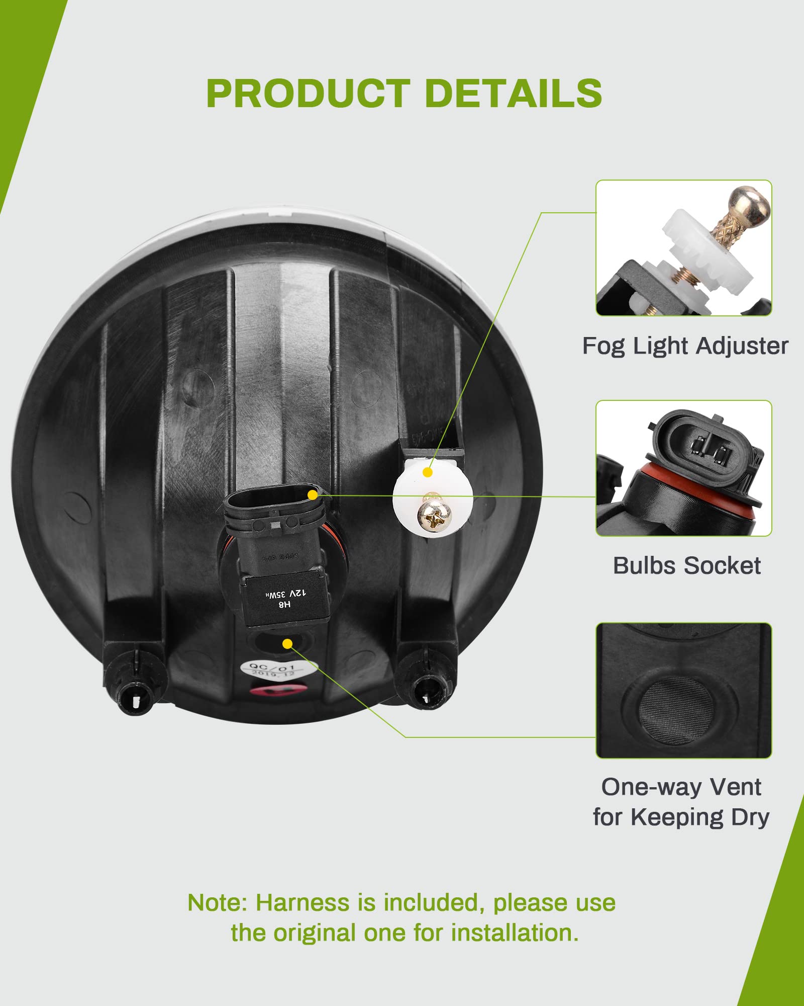 Autosaver88 Fog Lights Assembly Compatible Replacement With 2007 2008 2009 2010 2011 2012 2013 Gmc Sierra 1500 07 08 09 10 11 12