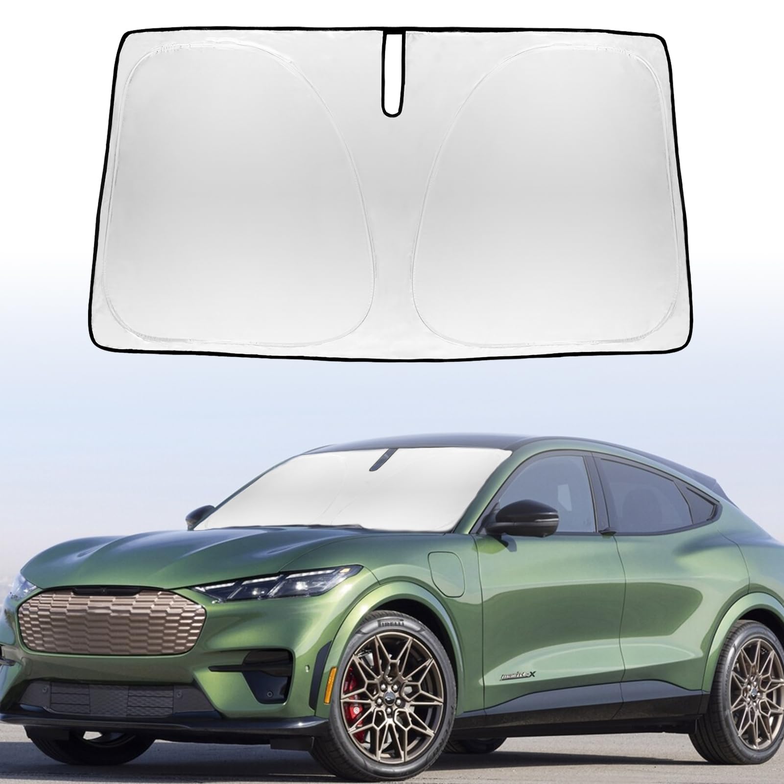For 2024 Mustang Mach-E Windshield Sunshade Sun Shade-For 2021-2024 Ford Mustang Mach-E Windshield Cover Front Window Sun Visor