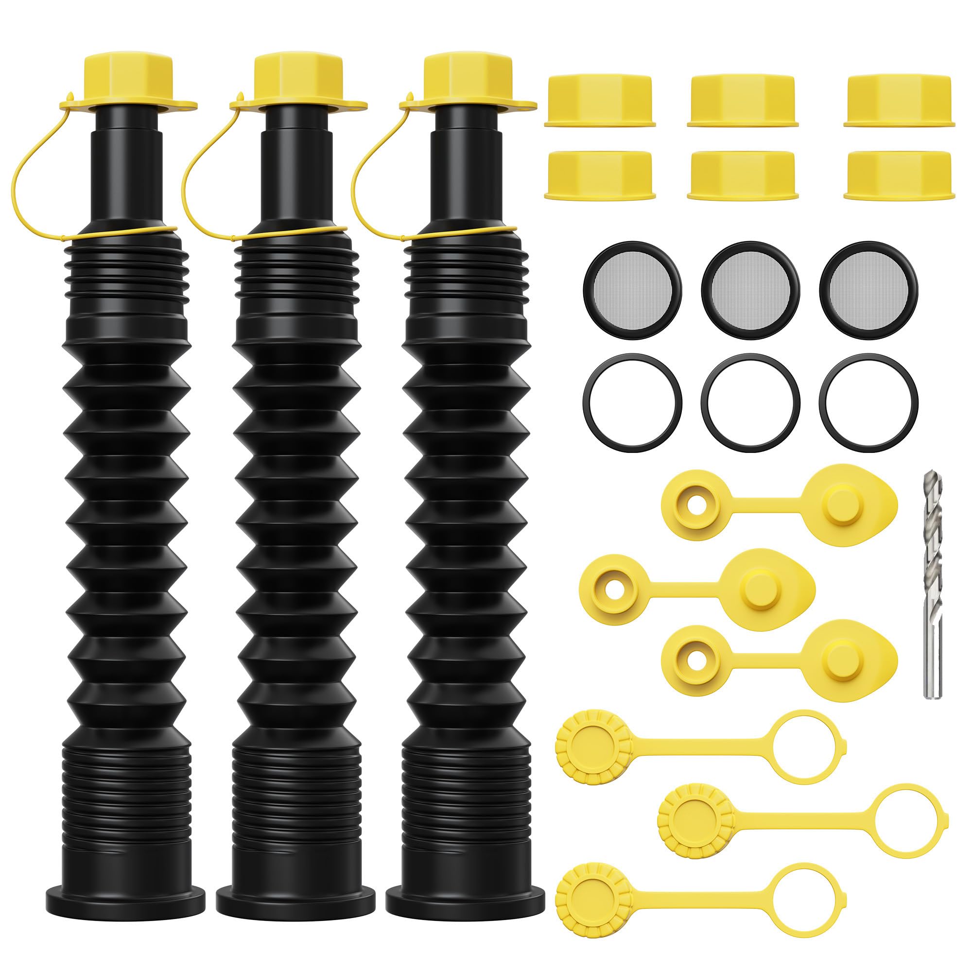 3-Kit Universal Gas Can Spout Replacement No Spill, Gas Can Nozzle Spout, Gas Can Caps, Replacement Gas Can Spout, Gas Spout Rep