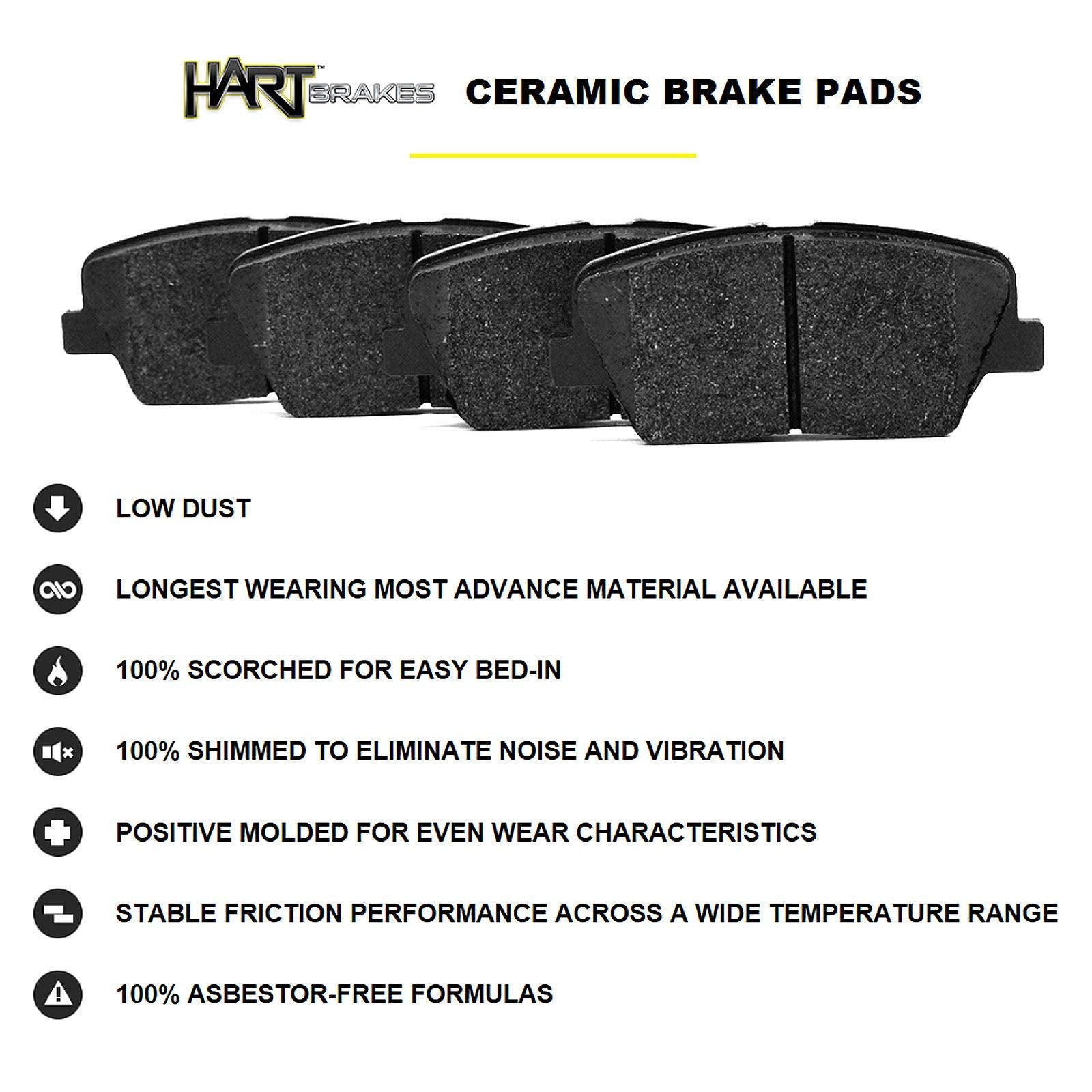 Hart Brakes Rear Brakes And Rotors Kit |Rear Brake Pads| Brake Rotors And Pads| Ceramic Brake Pads And Rotors |Fits 2006-2015 Ma