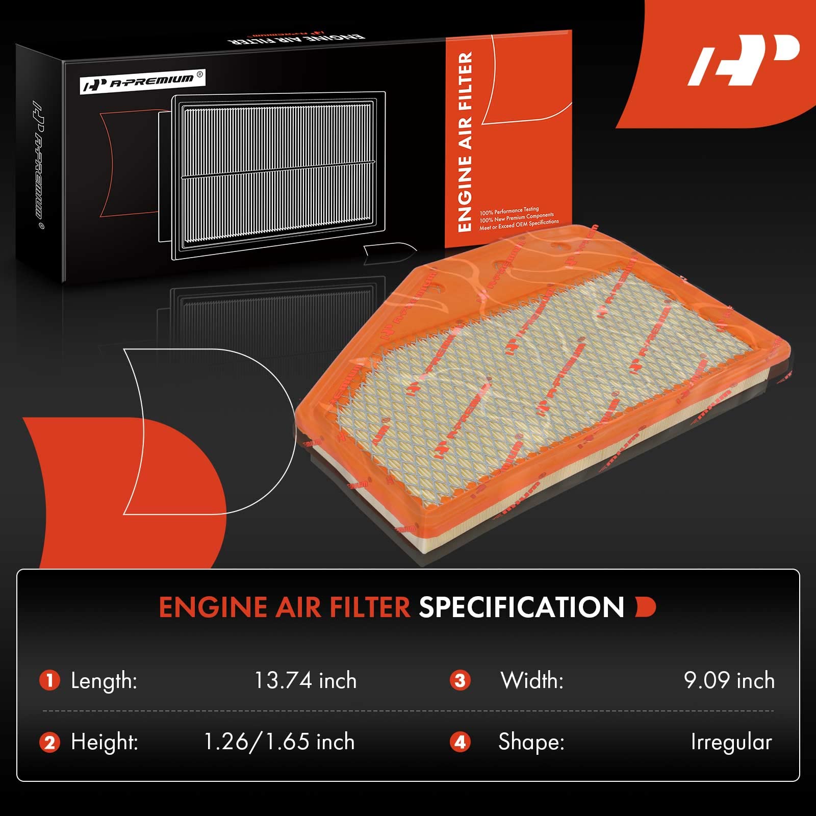 A-Premium Engine Air Filter Compatible With Chevrolet Malibu 2016-2022 & Cadillac Xt4 2019-2022 & Buick Envision 2021-2022, Regal Sportback/Tourx 2018-2020, L4 2.0L