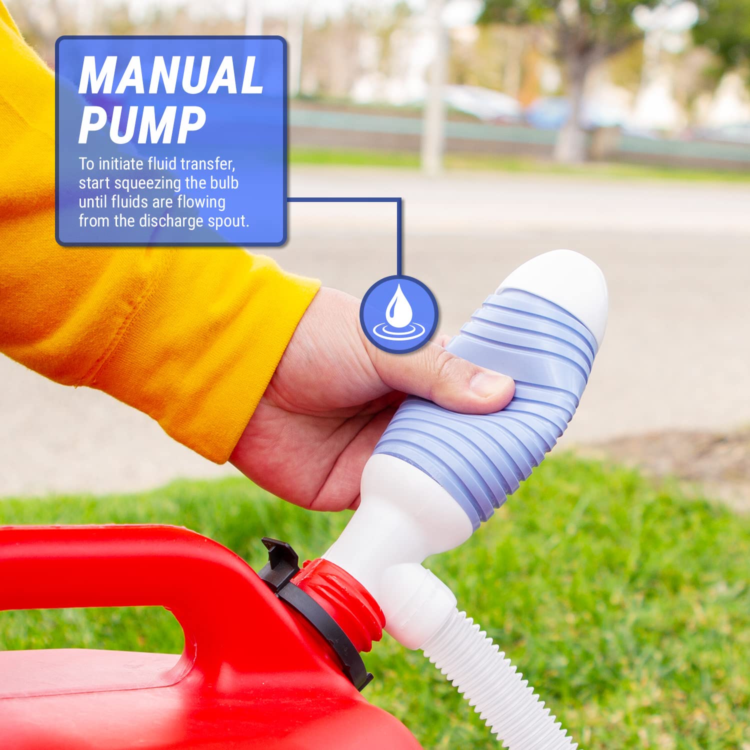 TERA PUMP 2 PK TRDP15 Heavy Duty Manual Fuel Transfer Pump Siphon, Fast Flow 3.2 GPM, Flexible Suction Tube, Hand Siphon Pump for Gasoline, Diesel, Light Oils, Kerosene, Non-Potable Water, and More