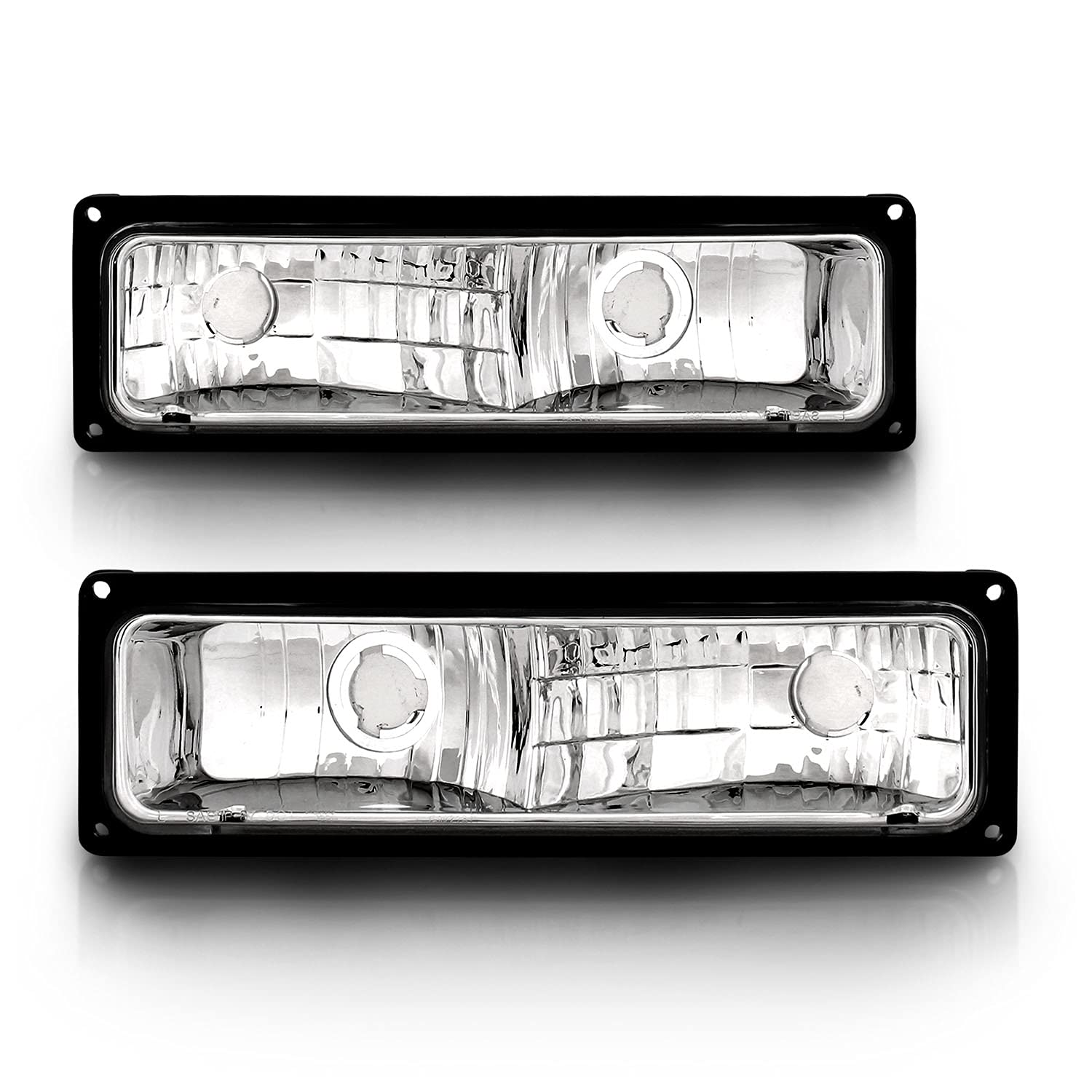 Amerilite Pack/Signal Lights Black Bezel Frame For 88-02 Chevy Gmc Pickup Blazer Tahoe Yukon - Passenger And Driver Side