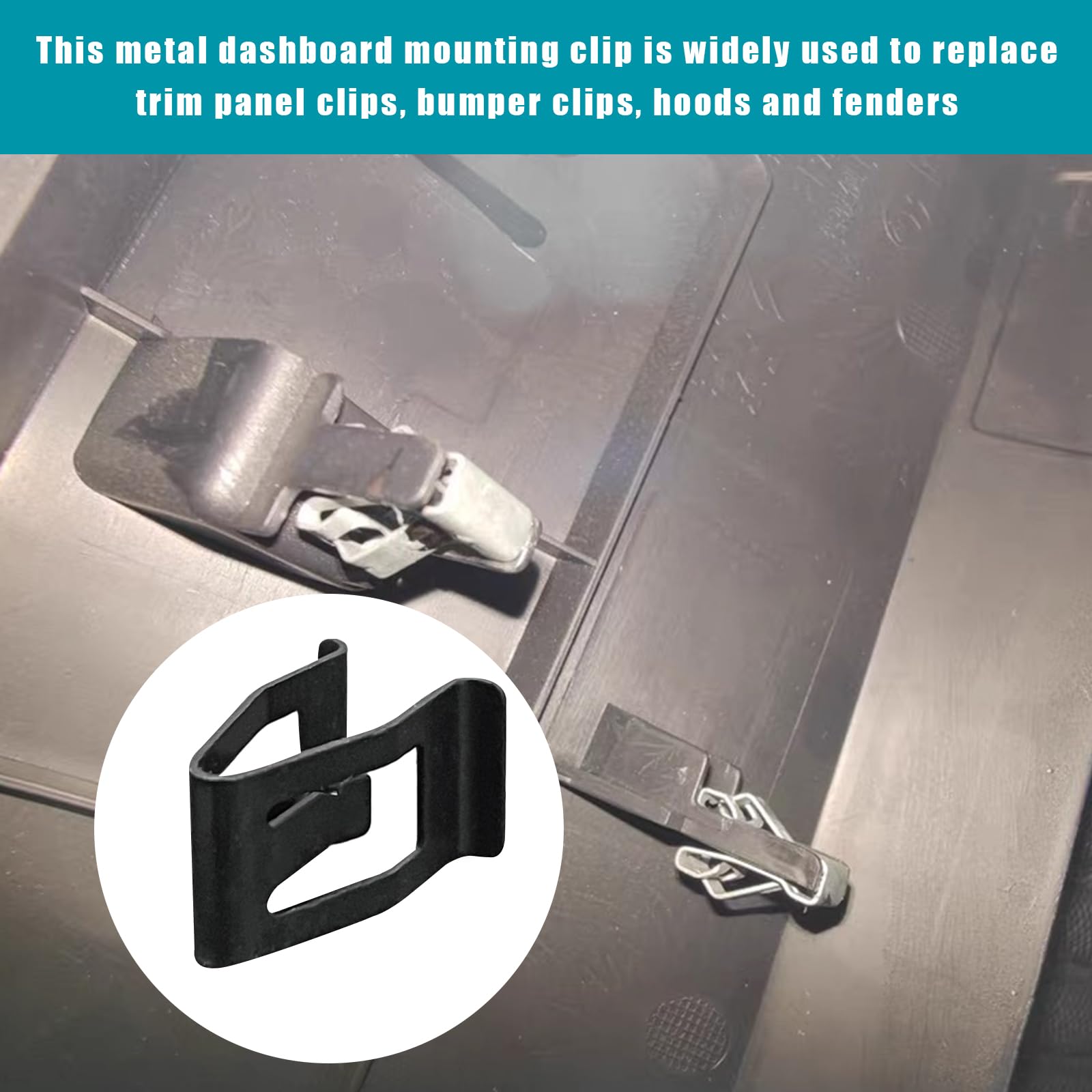 Augeny 10 PCS Dashboard Trim Clips, Metal Car Front Console Dash Retainer, Universal Automotive Dashboard Trim Clip, Vehicle Int