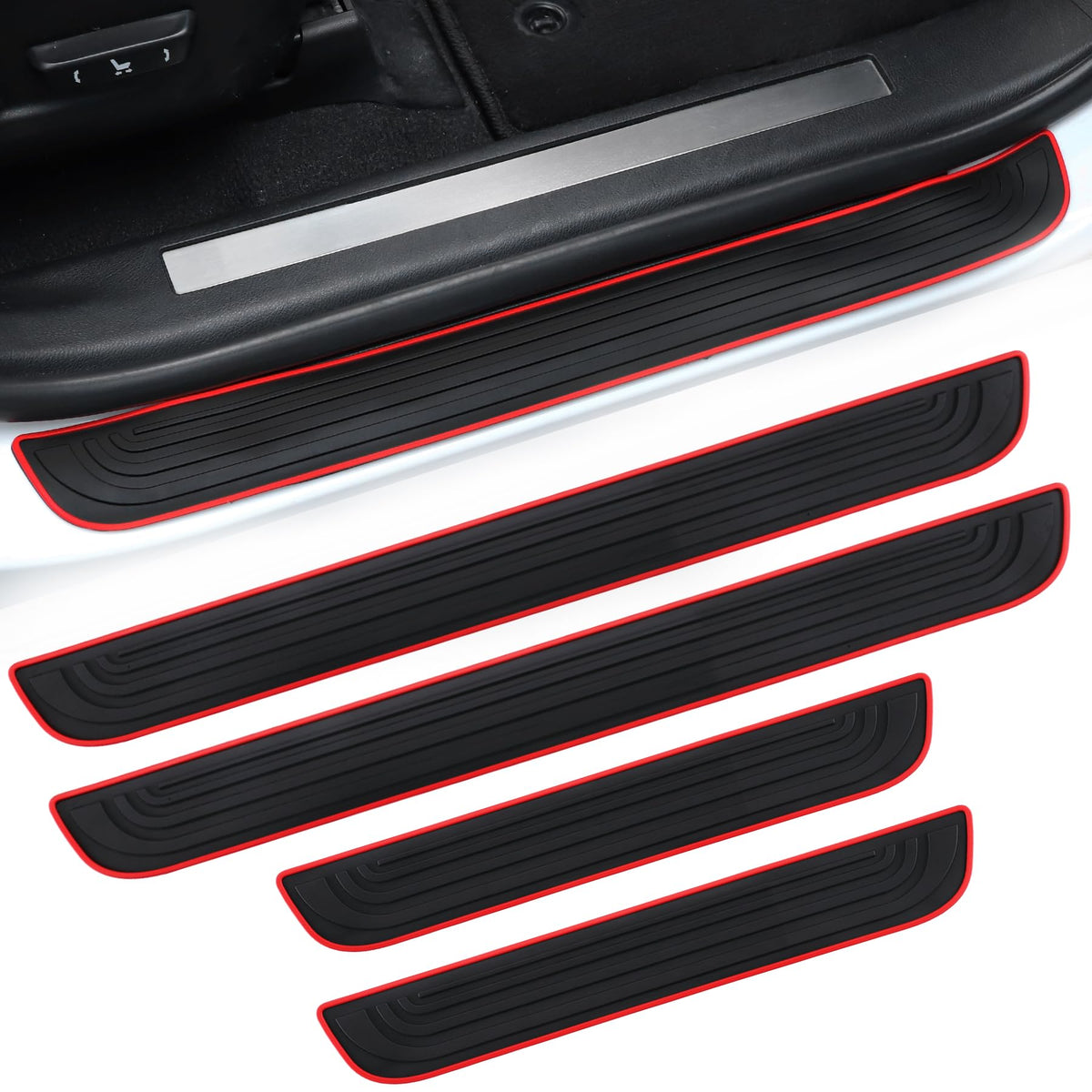 Singaro Car Door Threshold Protection, 4Pcs Door Edge Step Dust Shield Cover, Door Width 19.8X1.57Inch Car/Suv Universal Rubber