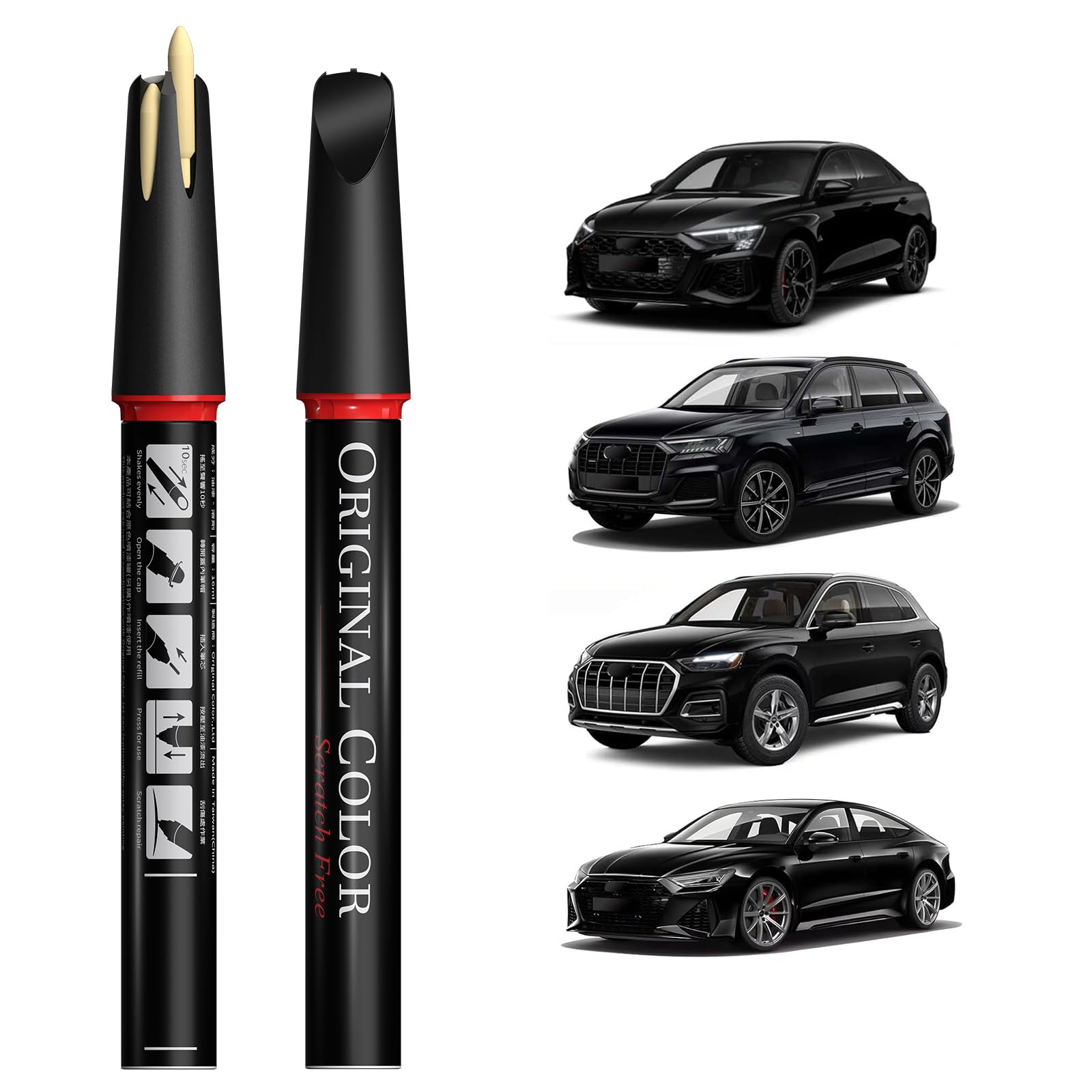 Carhoo LY9B/A2 Brilliant Black Suitable for Audi Exact Match Touch Up Paint Pen Car Scratch Repair - Genuine Custom Color(16ml)
