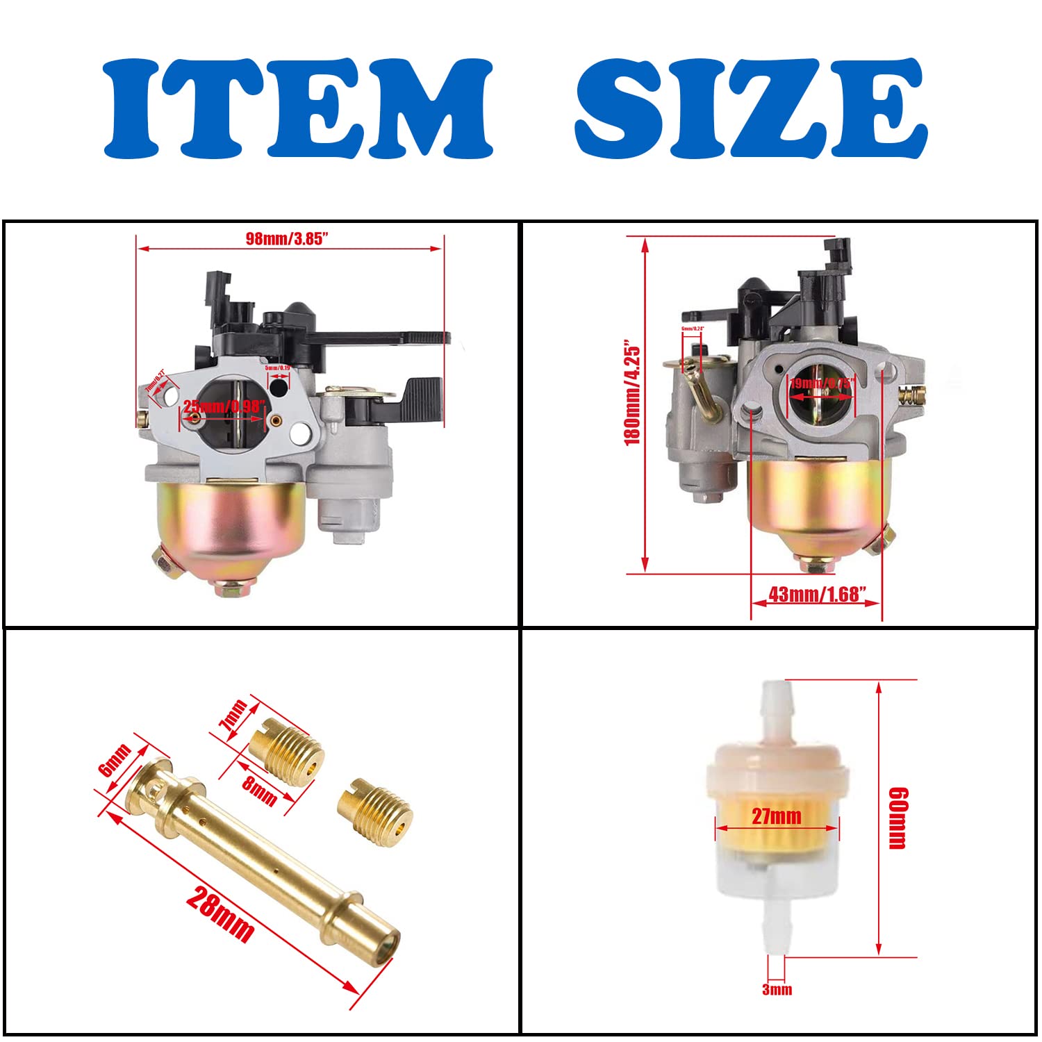 Carburetor W/Main Jet Kit Upgraded Carb For Coleman Bt200X Ct200U Trail Ct200U-Ex Ct200U-Exr Mini Bikes Go-Kart Baja Warrior Mb1