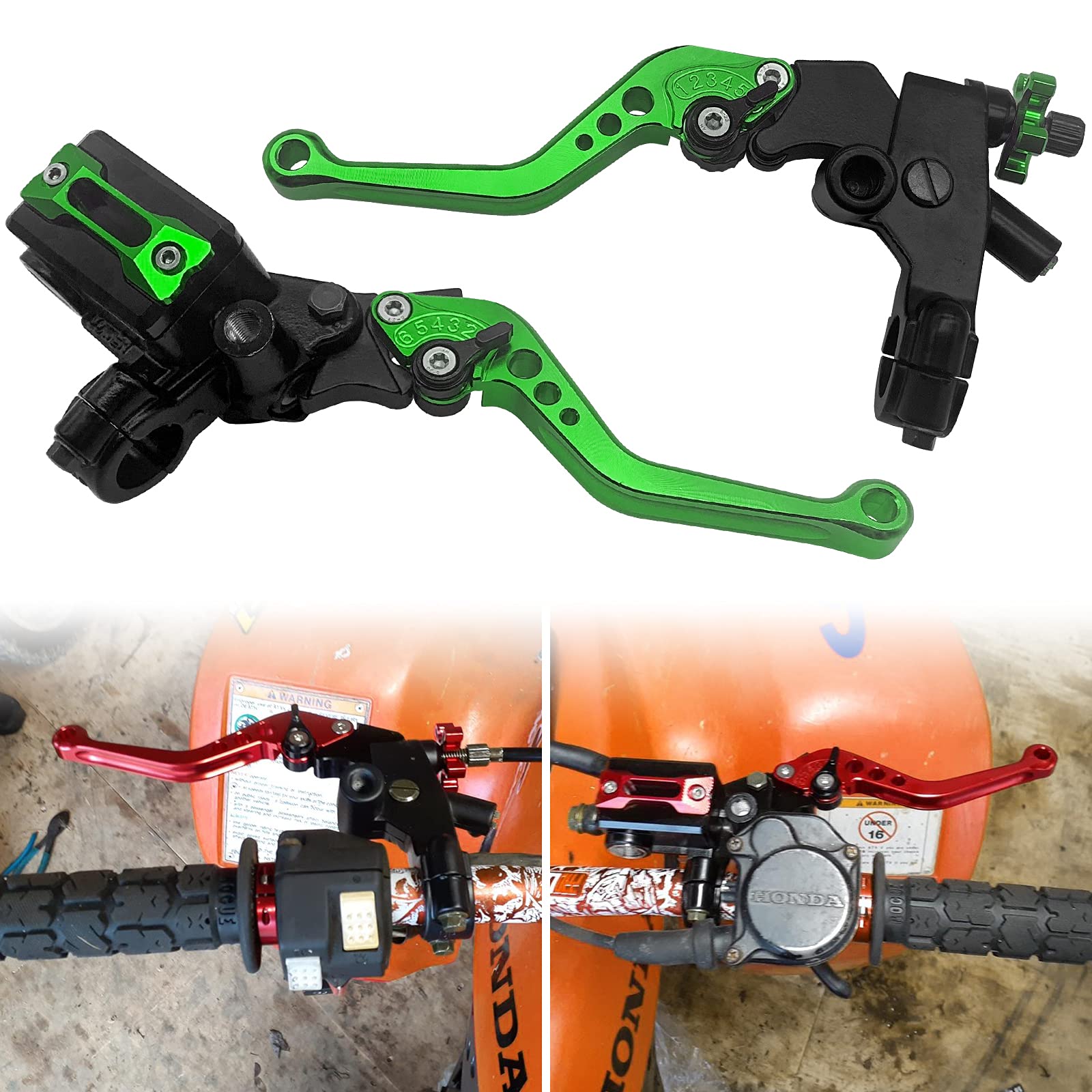 JAVIK Updated Universal Bike Brake Master Cylinder Clutch Lever Set for 7/8 22mm Handlebar Compatible with Motorcycle Honda Ka