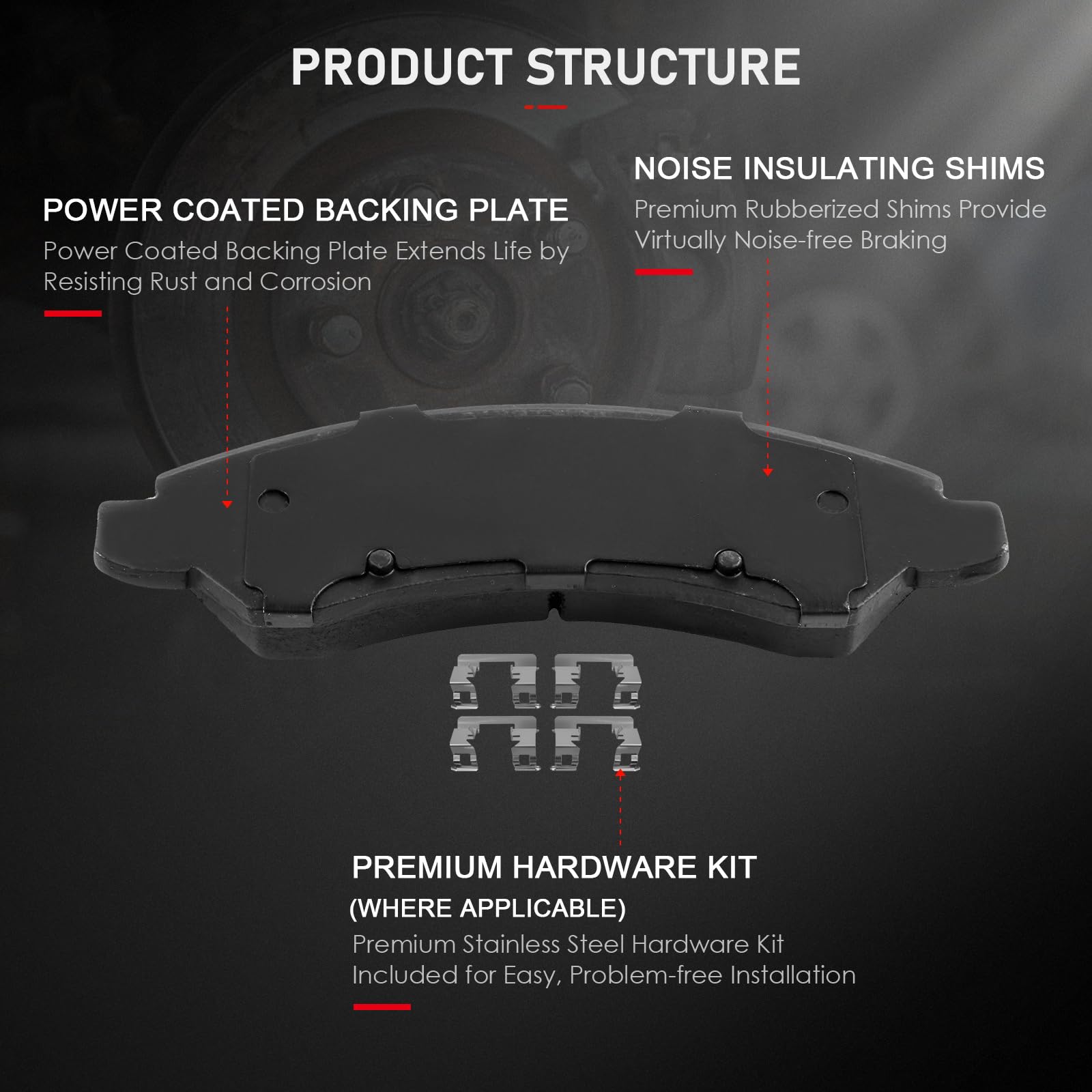 Cciyu D1092 D834 Front & Rear Disc Brake Pads Kit For Chevrolet Astro Avalanche 1500 Silverado 1500 Suburban 1500 Tahoe For Gmc