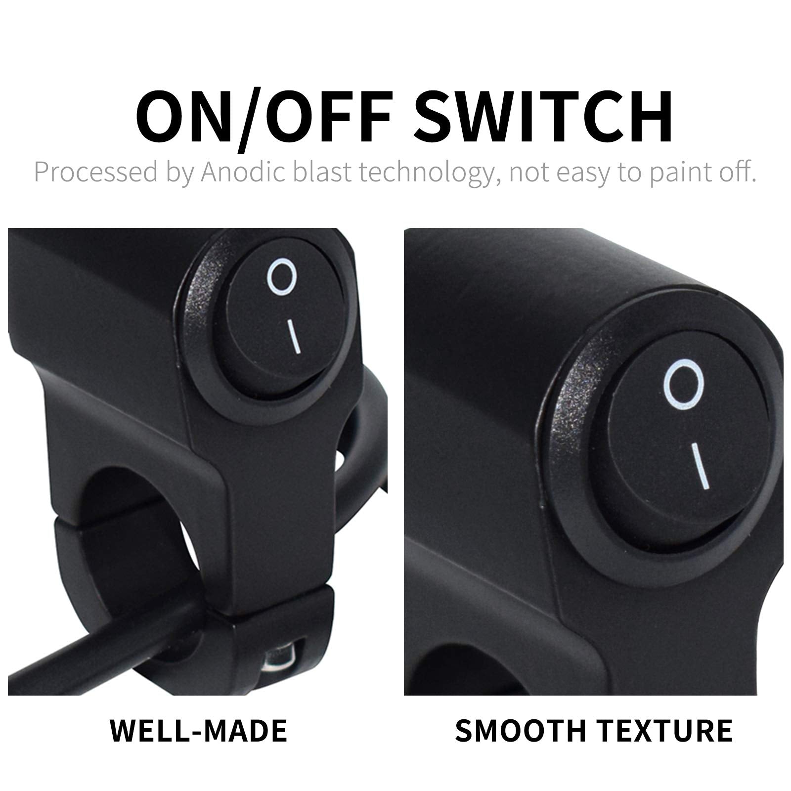 Feiteplus 7/8'' Motorcycle Handlebar Mount ON-Off Switch DC 12V for Motorbike Fog Lamp Head Light Electrical System