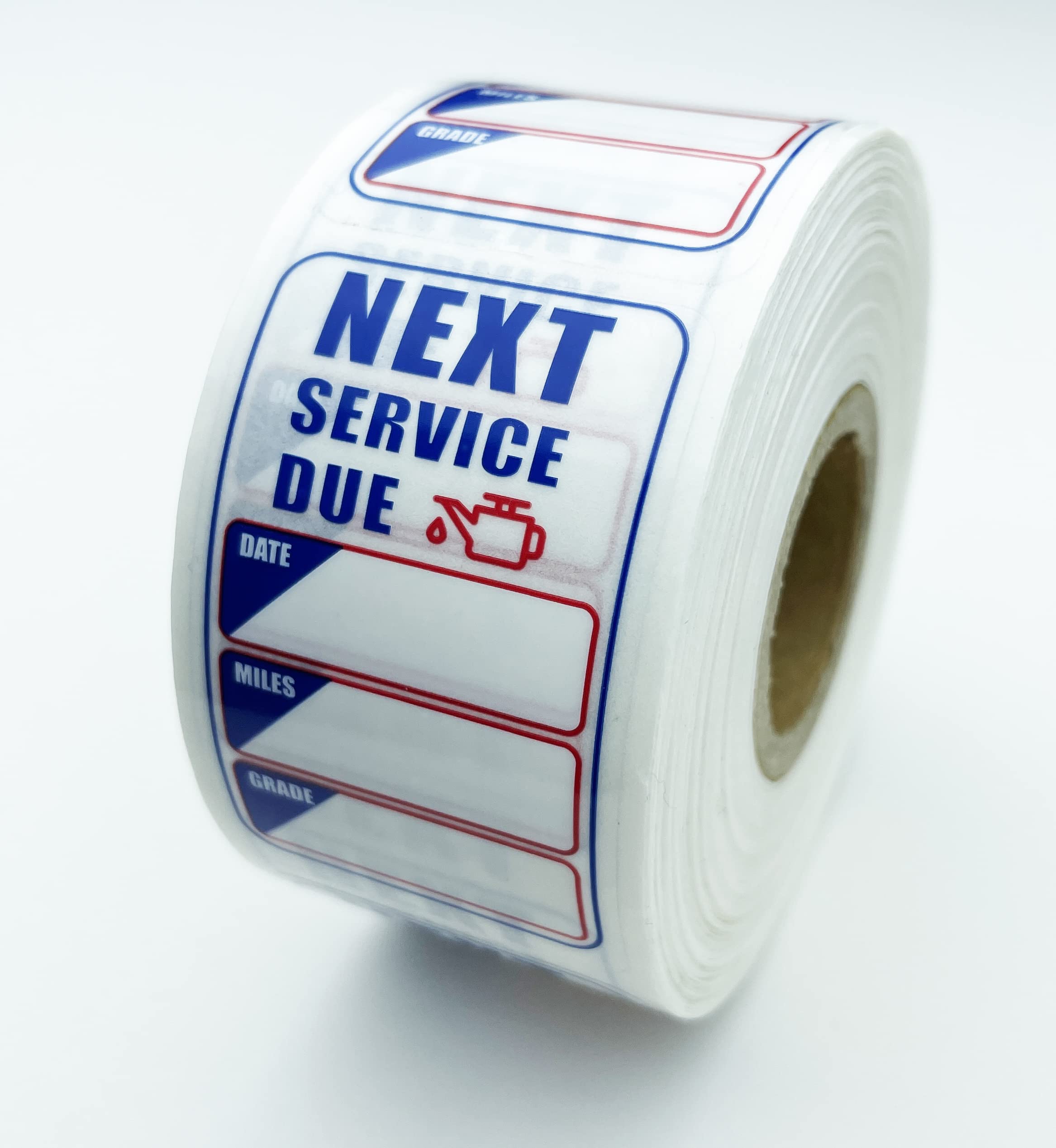 Oil Change Stickers 250 Pcs Per Roll-Service Reminder Stickers - 2'' X 1,25'' Premium Clear Stock-Windshield Stickers-Checkered