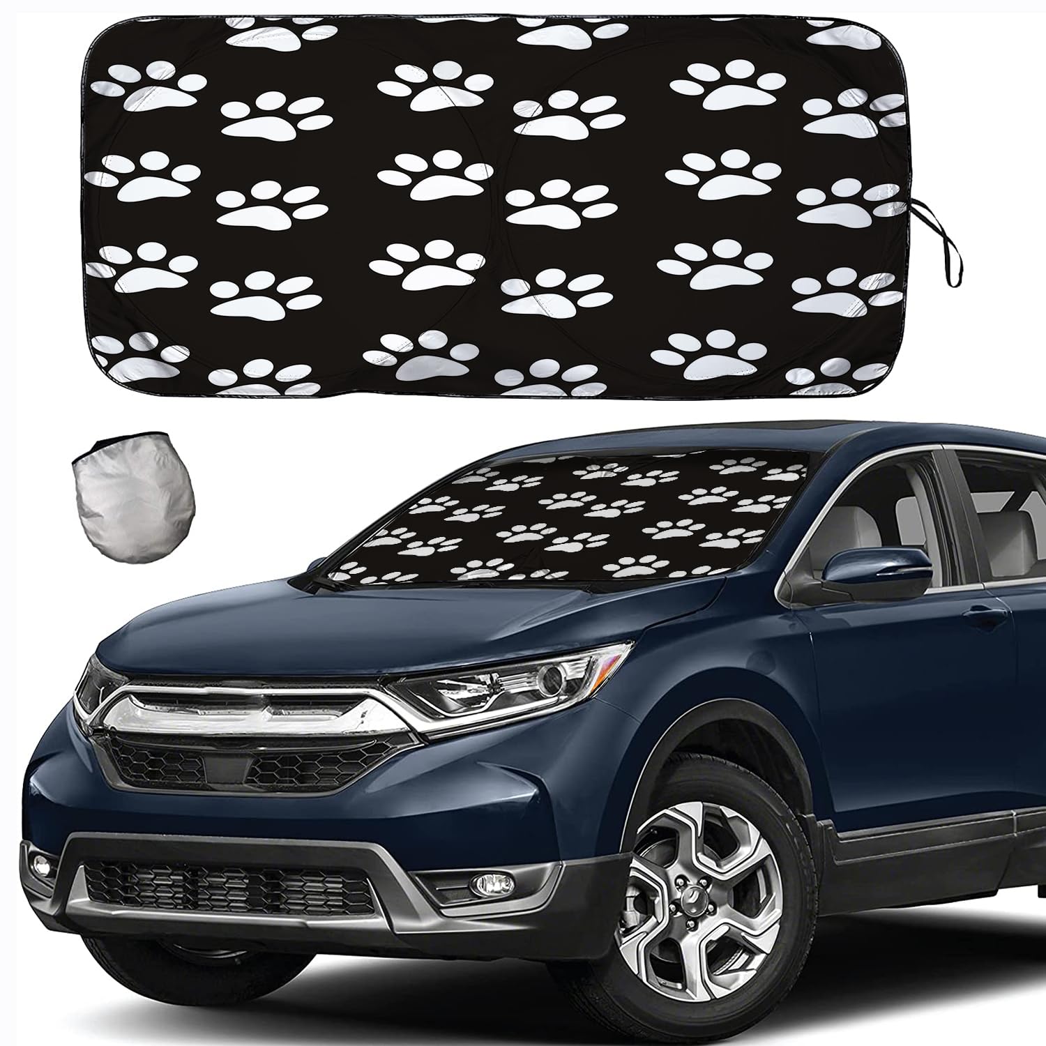 [2025 Upgrade]Windshield Sun Shades, Cute Dog Paw Pattern Sunshade For Car Suv Truck,Keep The Vehicle Cool,Easy To Use Protect T