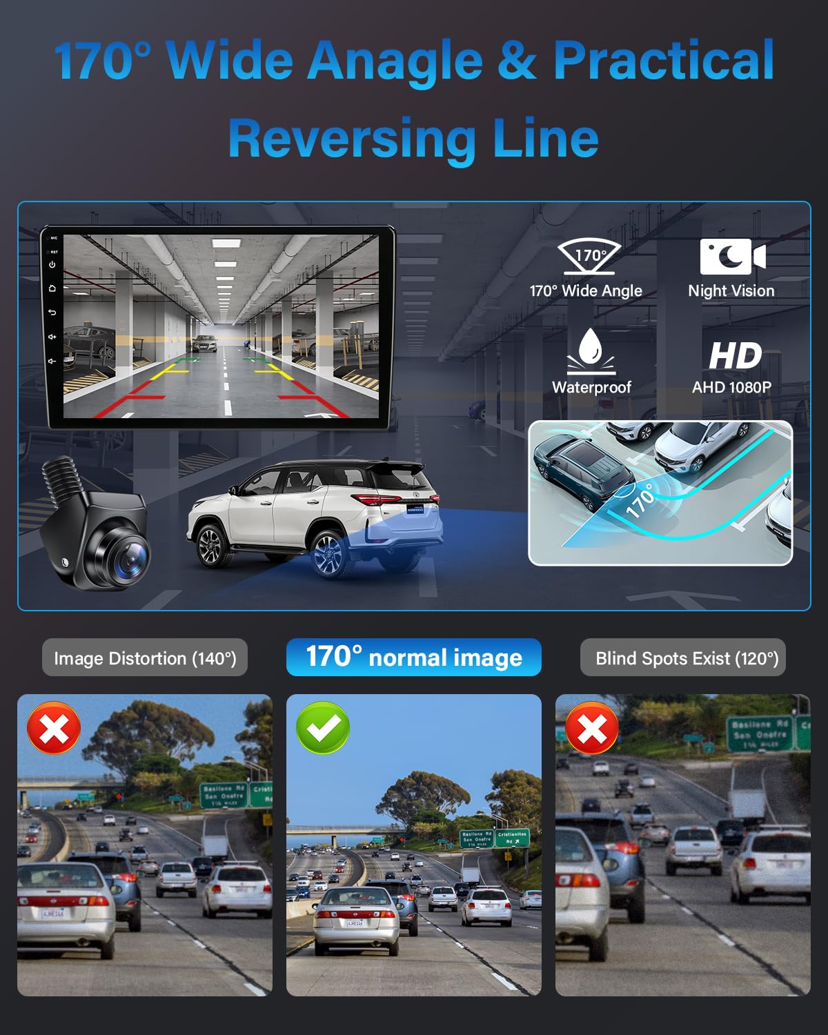 Ahd 1080P Backup Camera 360Rotatable Back Up Camera For Cars Reverse Camera For Truck Super Night Vision Ip69K Waterproof Rear/F