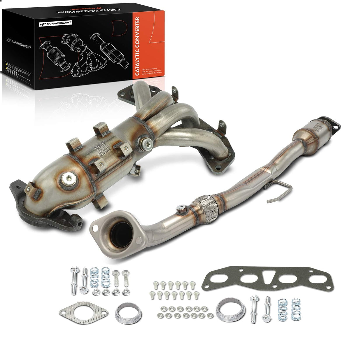 A-Premium Front and Rear 2-PC Exhaust Manifold Catalytic Converter Kit Direct-Fit Compatible with Nissan Altima 2002 2003 2004 2