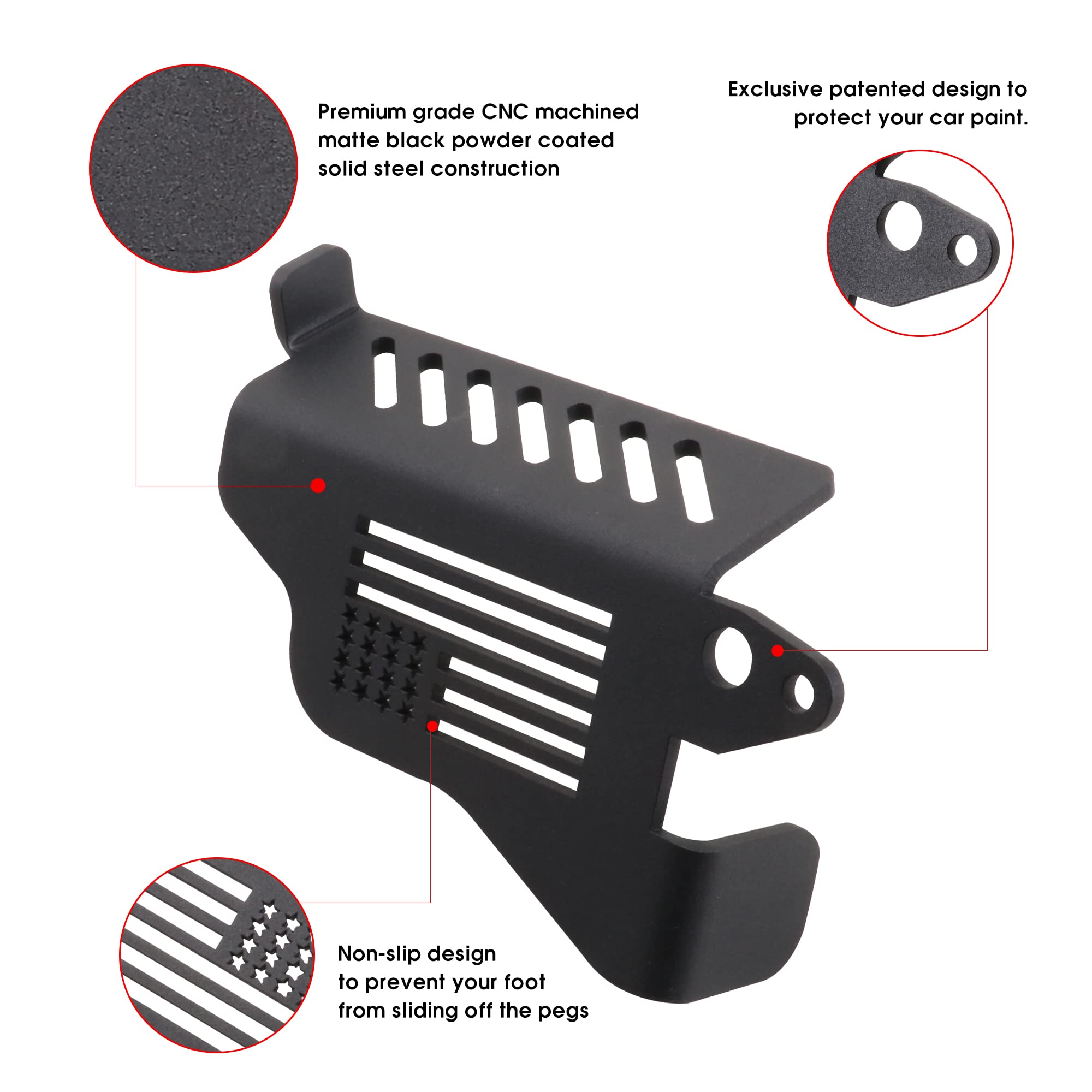 Sukemichi Foot Pegs Doors Off For Jeep Jk Jl Jt, Exterior Foot Rest Pedals Door Hinge Foot Peg For 2007-2025 Jeep Wrangler Jk Jl