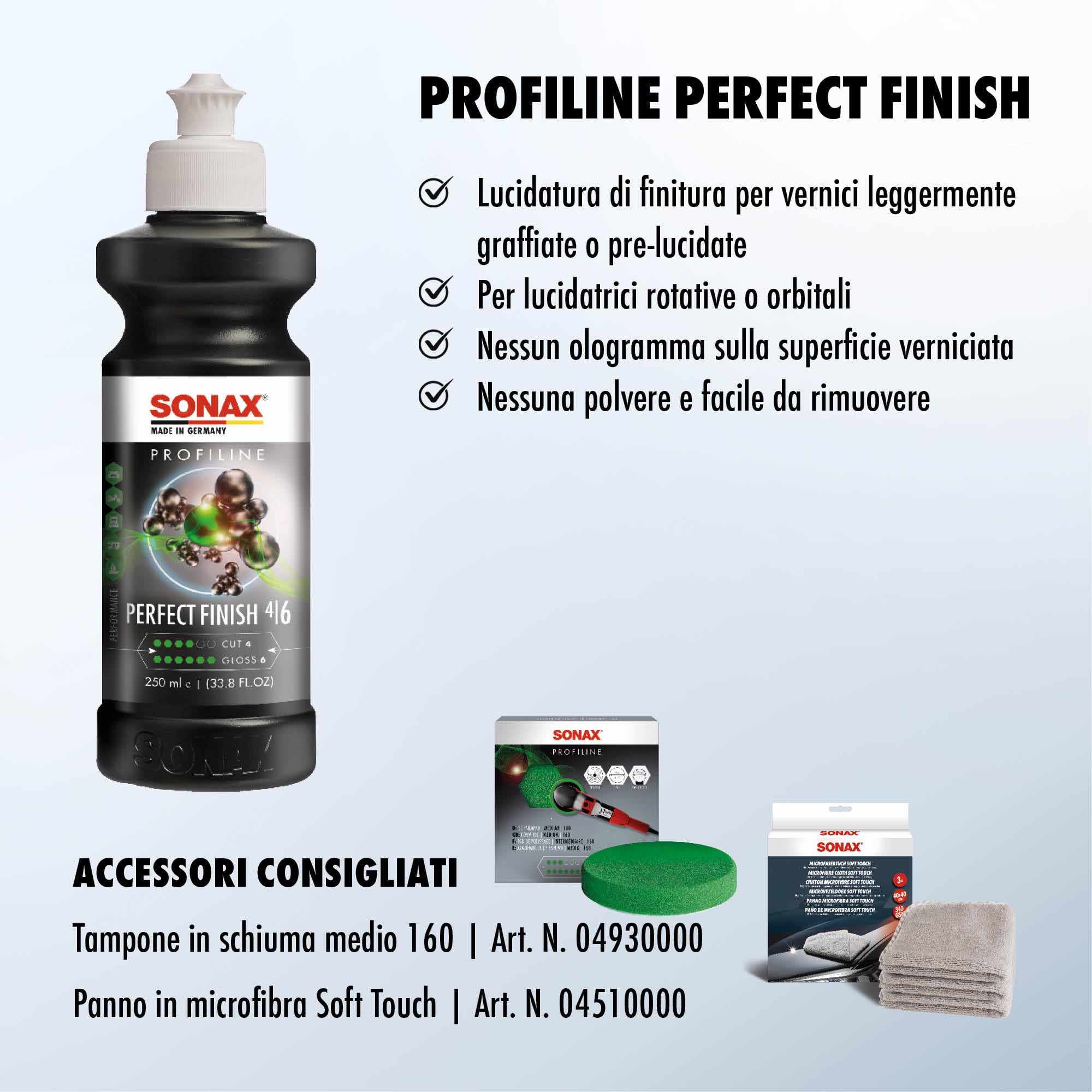 SONAX Perfect Finish 250ml - Scratch & Swirl Remover Polish for Paint Correction, High Gloss Black Paint Polish, No Fillers, 8.45 fl oz
