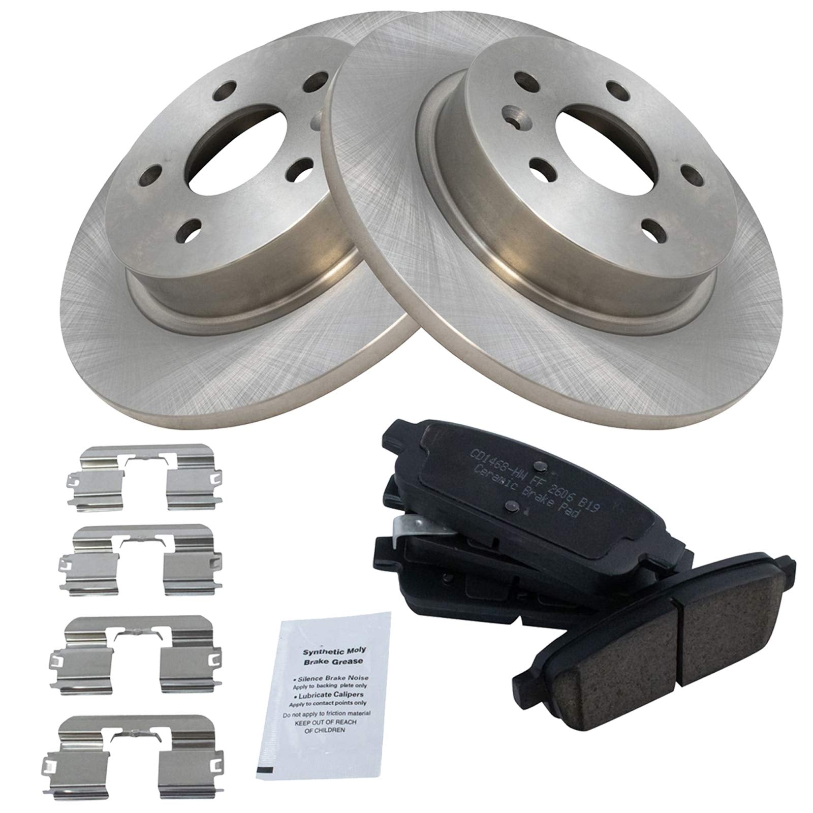 TRQ Rear Brake Pad & Rotor Kit Brake Pads Brake Rotor Ceramic Compatible with 2013-2017 Buick Encore 2011-2015 Chevrolet Cruze 2