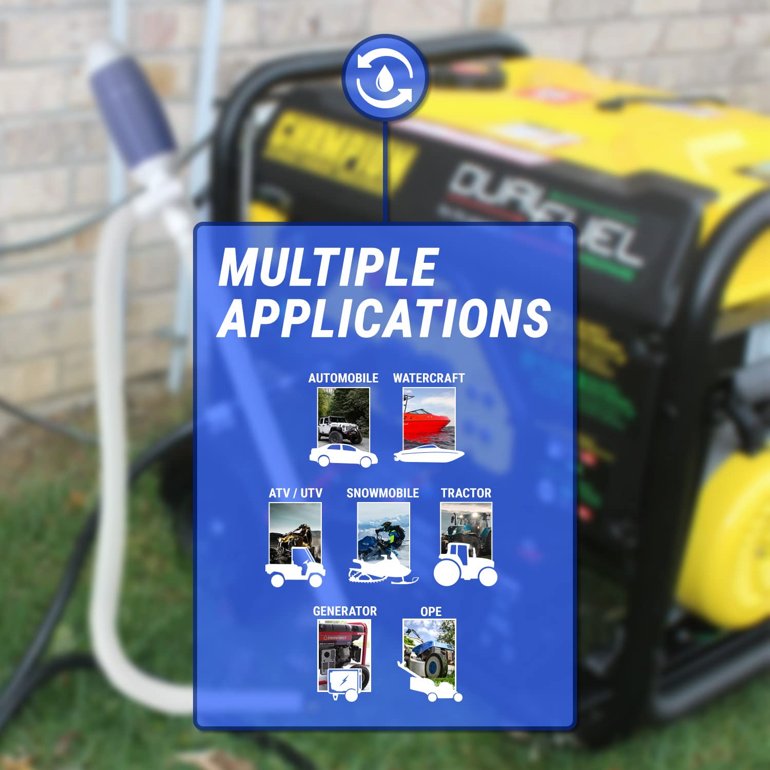 TERA PUMP TRDP15 Heavy Duty Manual Fuel Transfer Pump Siphon, Fast Flow 3.2 GPM, Flexible Suction Tube, Hand Siphon Pump for Gasoline, Diesel, Light Oils, Kerosene, Non-Potable Water, and More