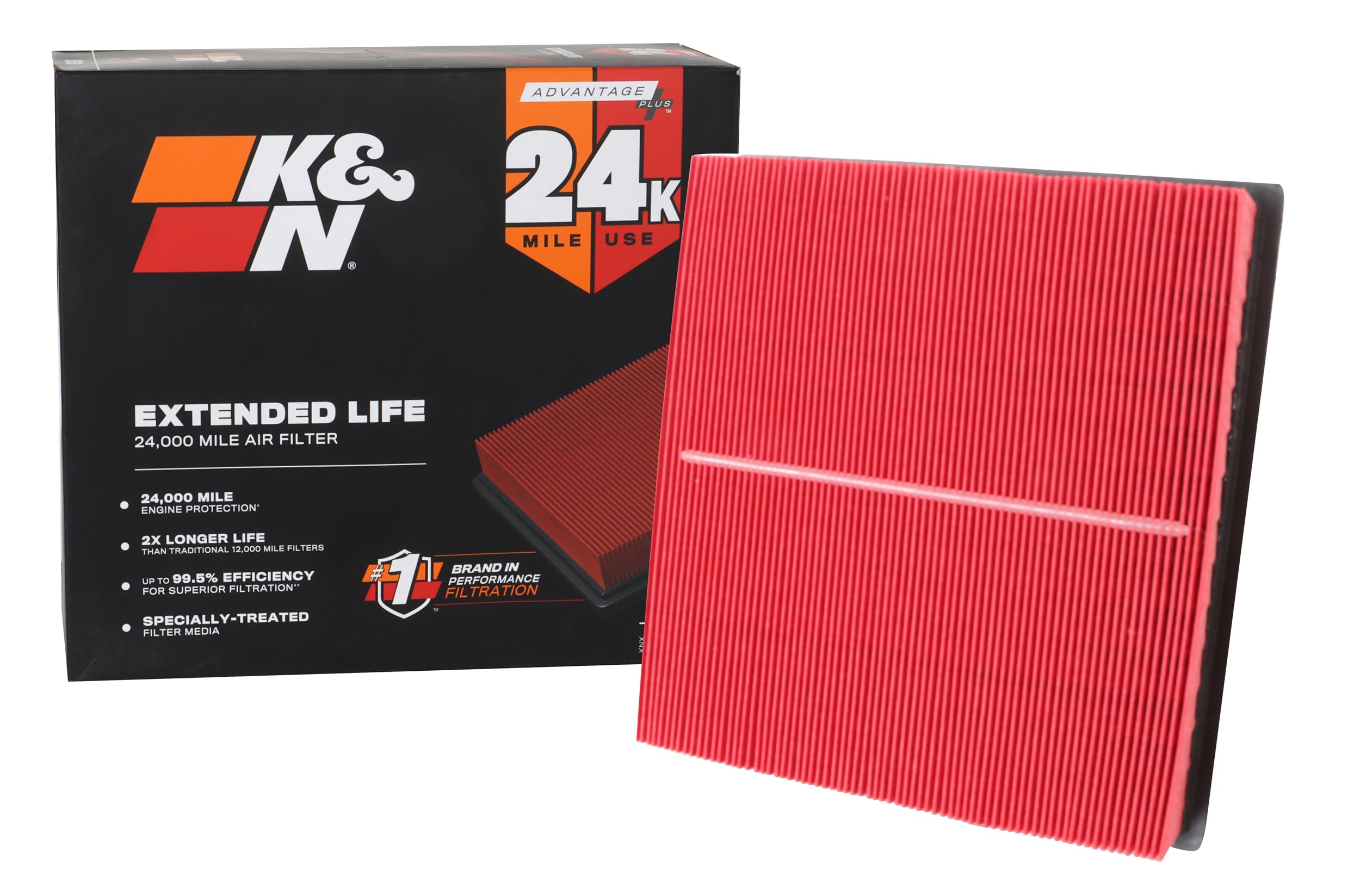 K&N Engine Air Filter: Extended Life 24,000 Mile Replacement Air Filter: Compatible With 2010-2019 Jeep/Dodge Suv V6/V8 (Grand C