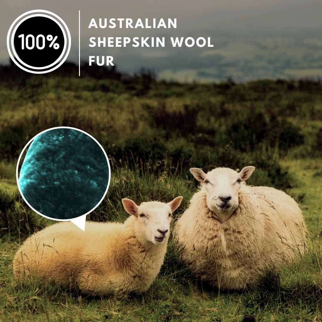 Andalus Brands Fluffy Wool Sheepskin Steering Wheel Cover, Soft & Fuzzy Plush, Universal Fit 14 1/2-15 1/2 Inch, Anti-Slip, Comf