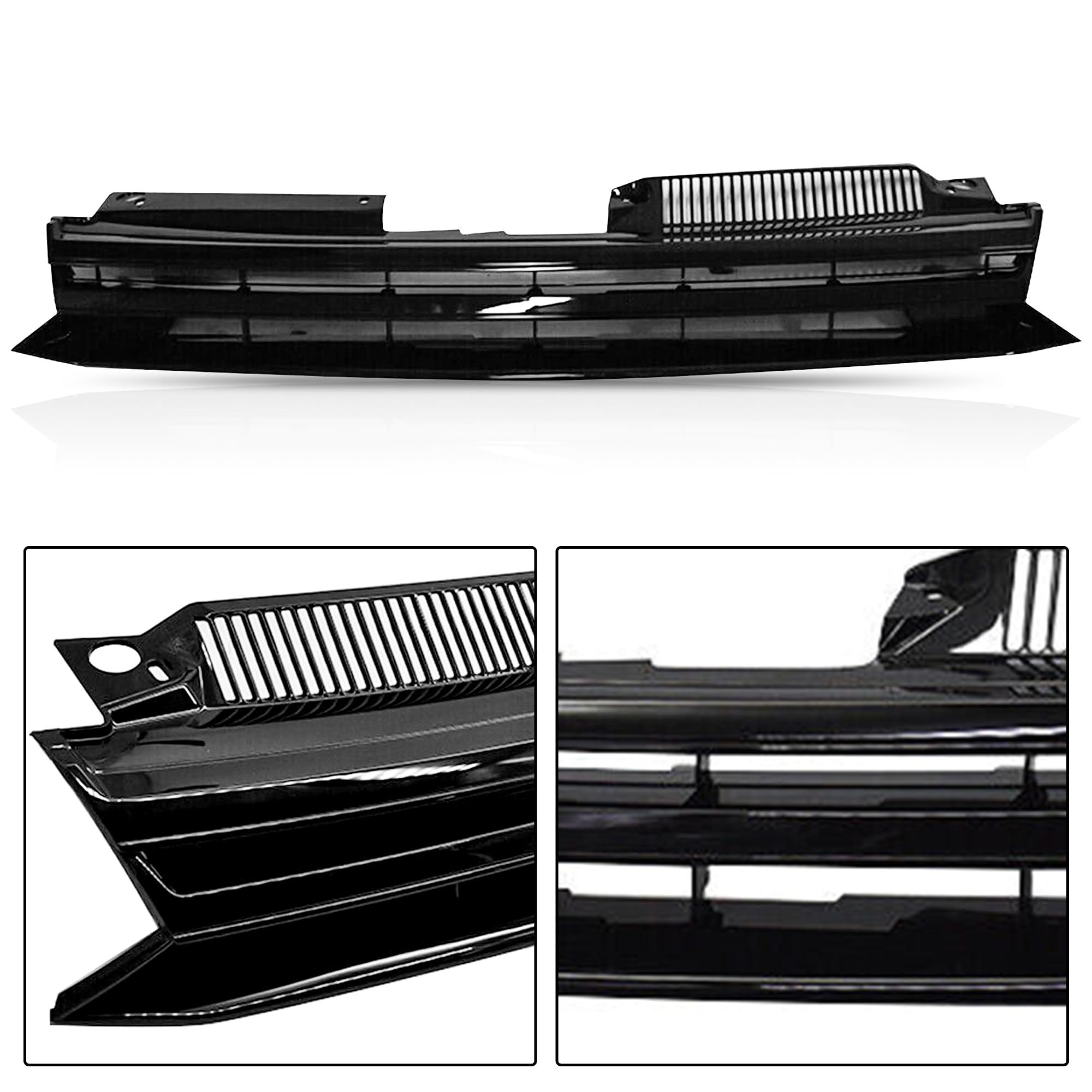 PartsFlow Front Upper Grille Badgeless Sport Grill For 2010 2011 2012 2013 2014 Volkswagen Mk6 Golf GTI Jetta Sportwagen Glossy