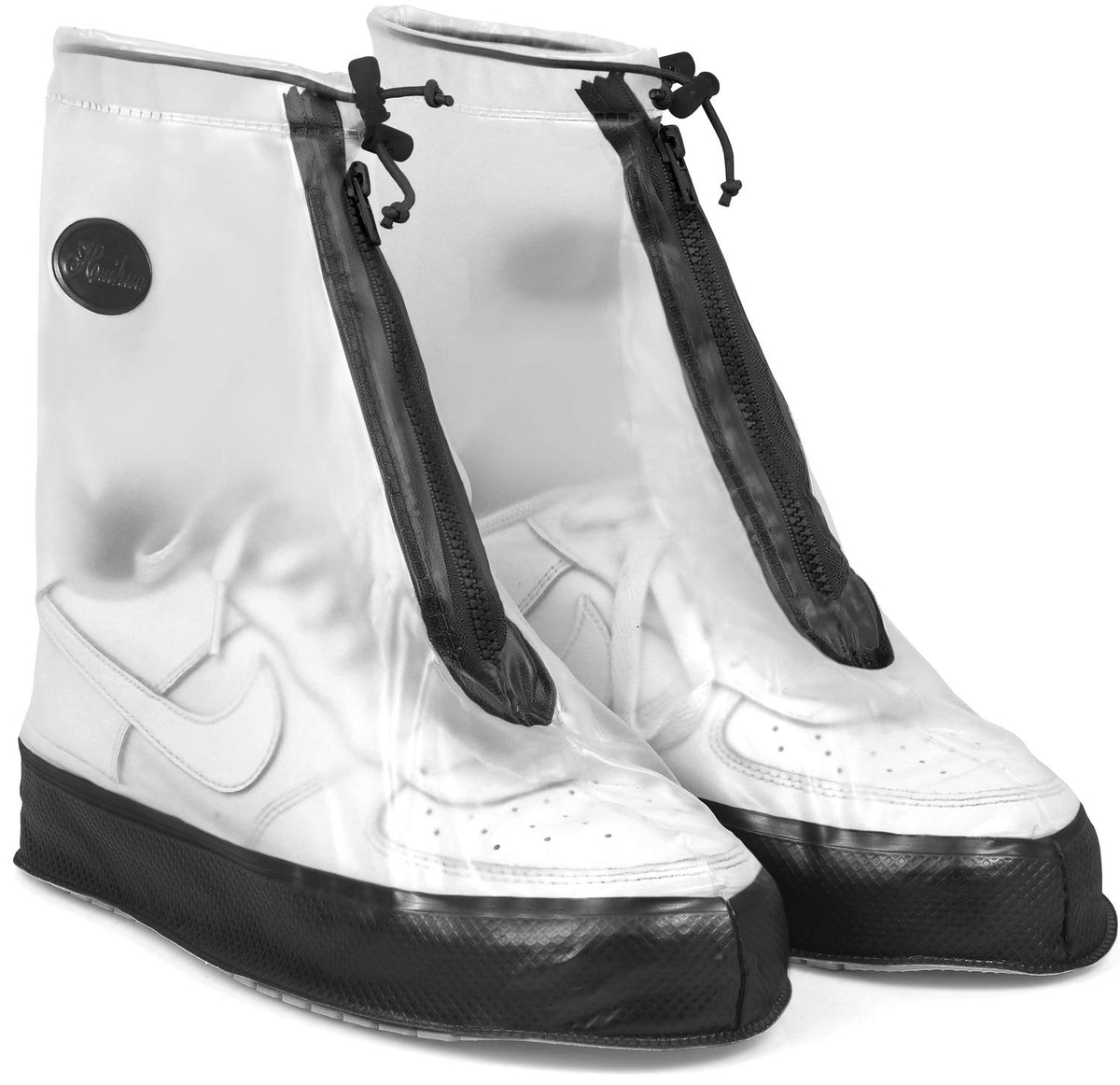 Rain Shoe Covers | Waterproof Shoe Covers for Men Women | Reusable Galoshes Overshoes (Clear/Black, XXX-Large)