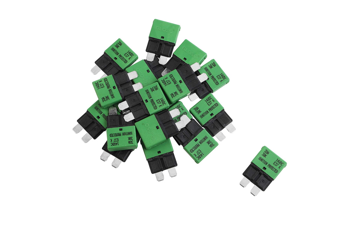 Gloso Circuit Breakers E37 Auto (T1) Reset Low Profile Atc/Ato - (30A - 20 Pack)