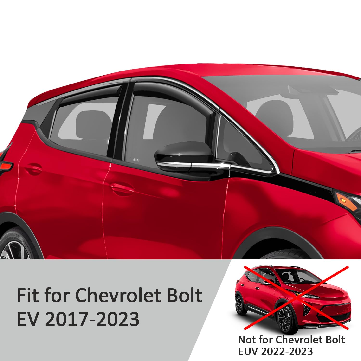 Voron Glass In-Channel Extra Durable Rain Guards For Chevrolet (Chevy) Bolt Ev 2017-2023, Window Deflectors, Vent Window Visors,