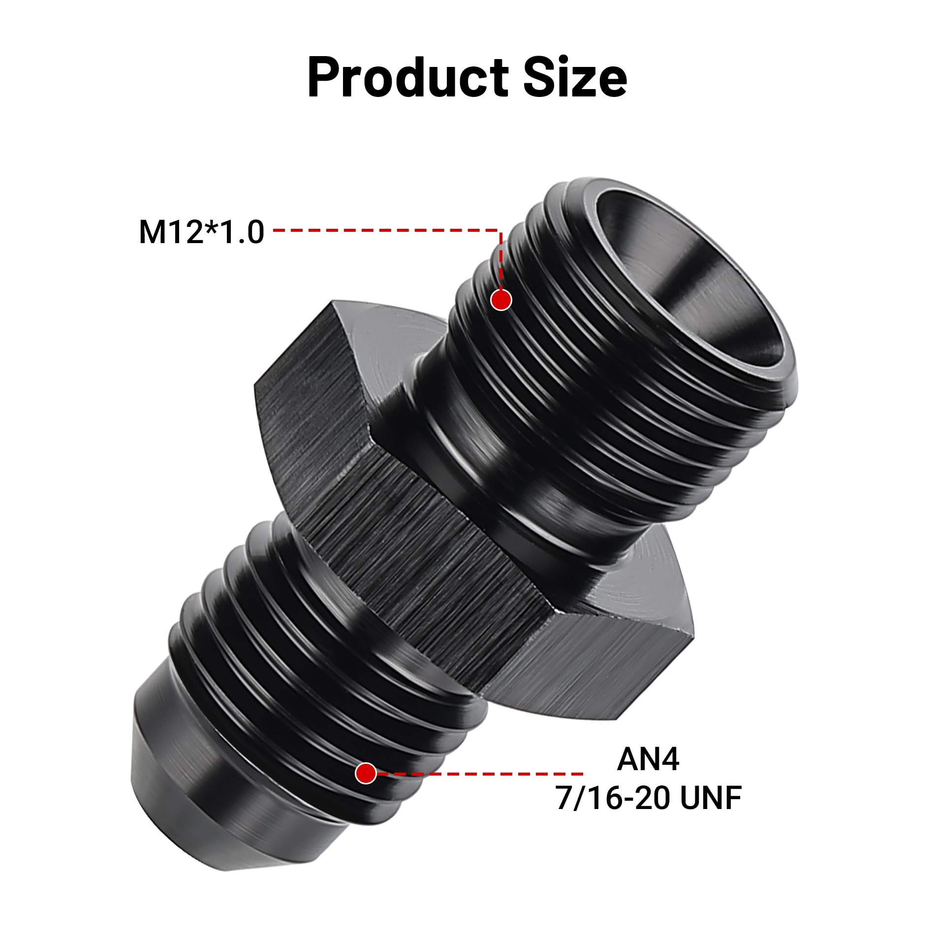 Evil Energy 4An Male Flare To M12 X 1.0Mm Male Metric Fitting Adapter Aluminium Alloy 2Pcs