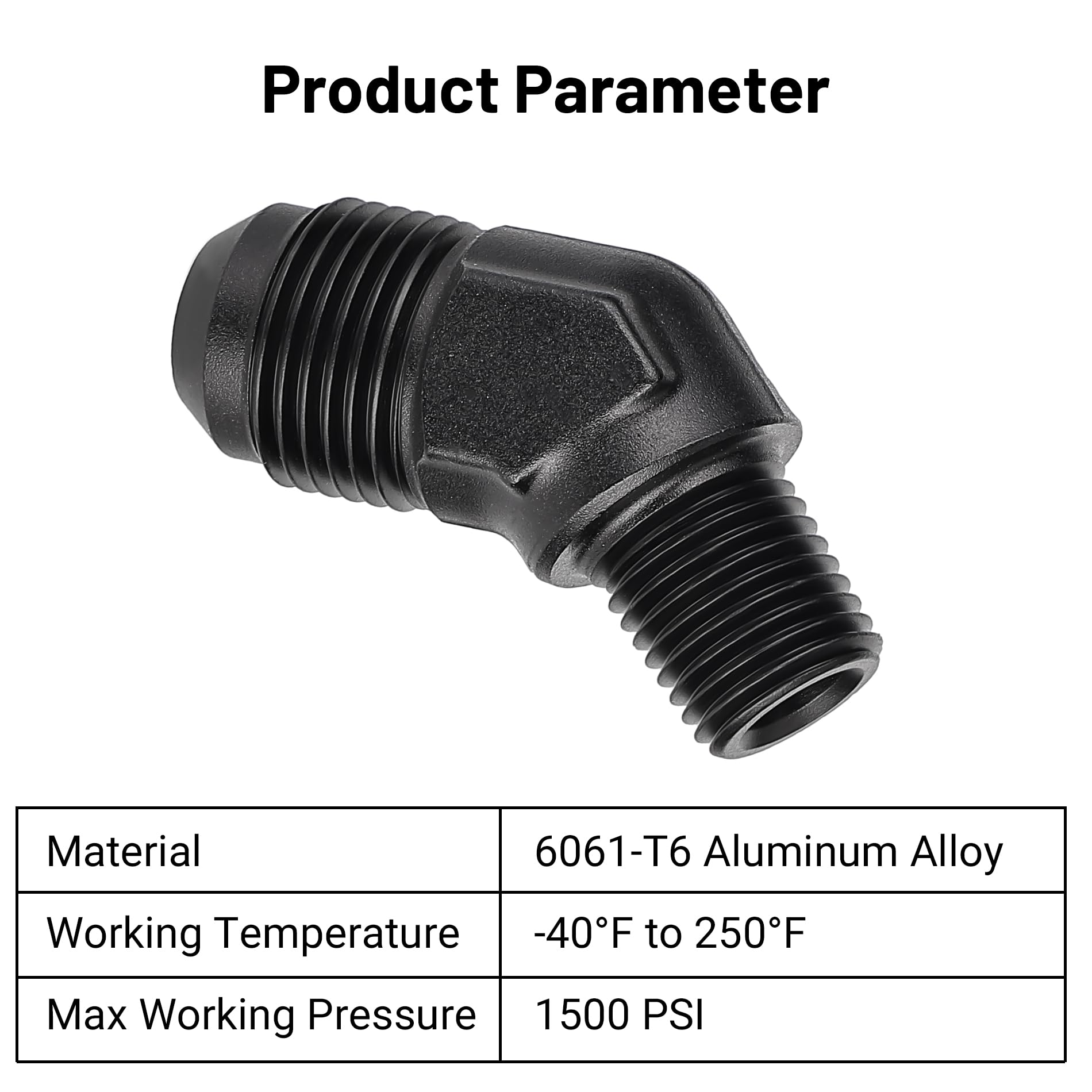 Evil Energy 8An Male Flare To 1/4'' Npt Pipe 45 Degree Fitting Adapter Aluminum Black
