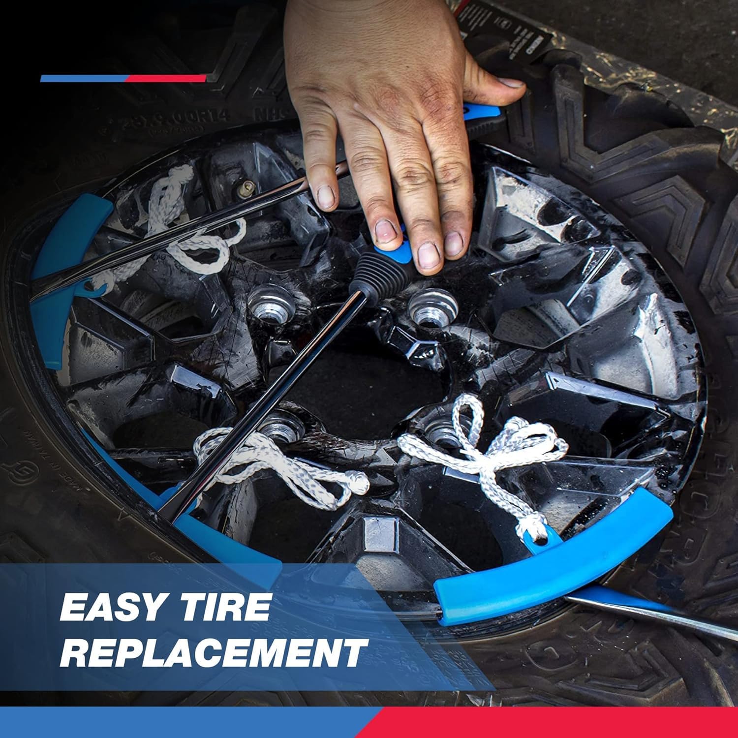 NEIKO 20601A Tire Spoon Set, 14.5” Steel Tire Tools with 3 Tire Spoons, Rim Protectors, Valve Tool & 6 Valve Cores for Motorcycle & Dirt