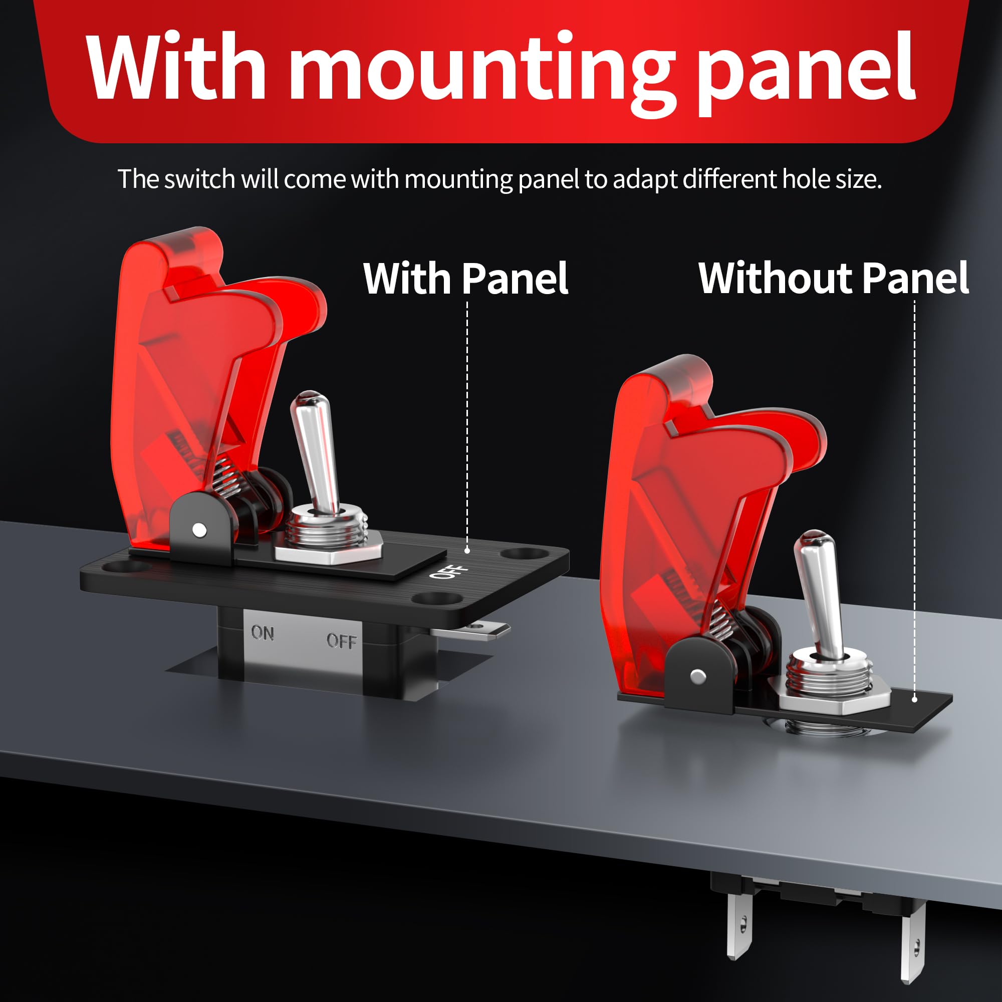 RVMARINEPAT Toggle Switch 12V DC 20A Lighted Toggle Switch 3 Pin ON/Off SPST LED Illuminated with Mounting Panel, Aircraft Safet