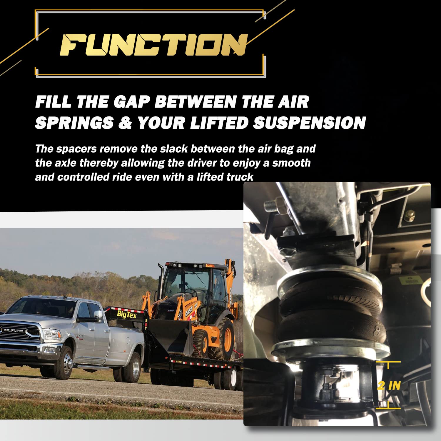 52420 2'' Air Bag Lift Universal Air Spring Spacers Kit For Most Lift Kits