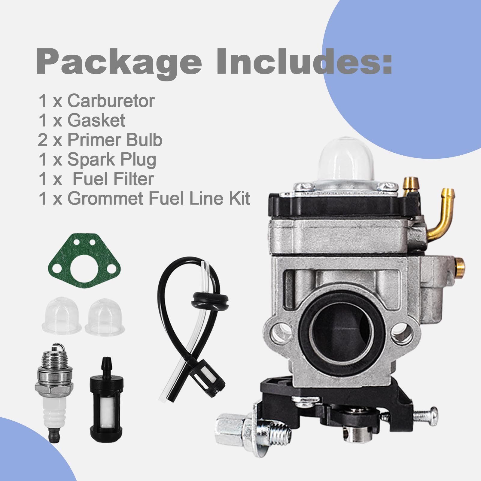 CULMKARI Carburetor Kit for 43cc-50cc 2-Stroke Engines | Fits Scooter, Dirt Bike, Go-Ped, Echo | 15mm Replacement Part