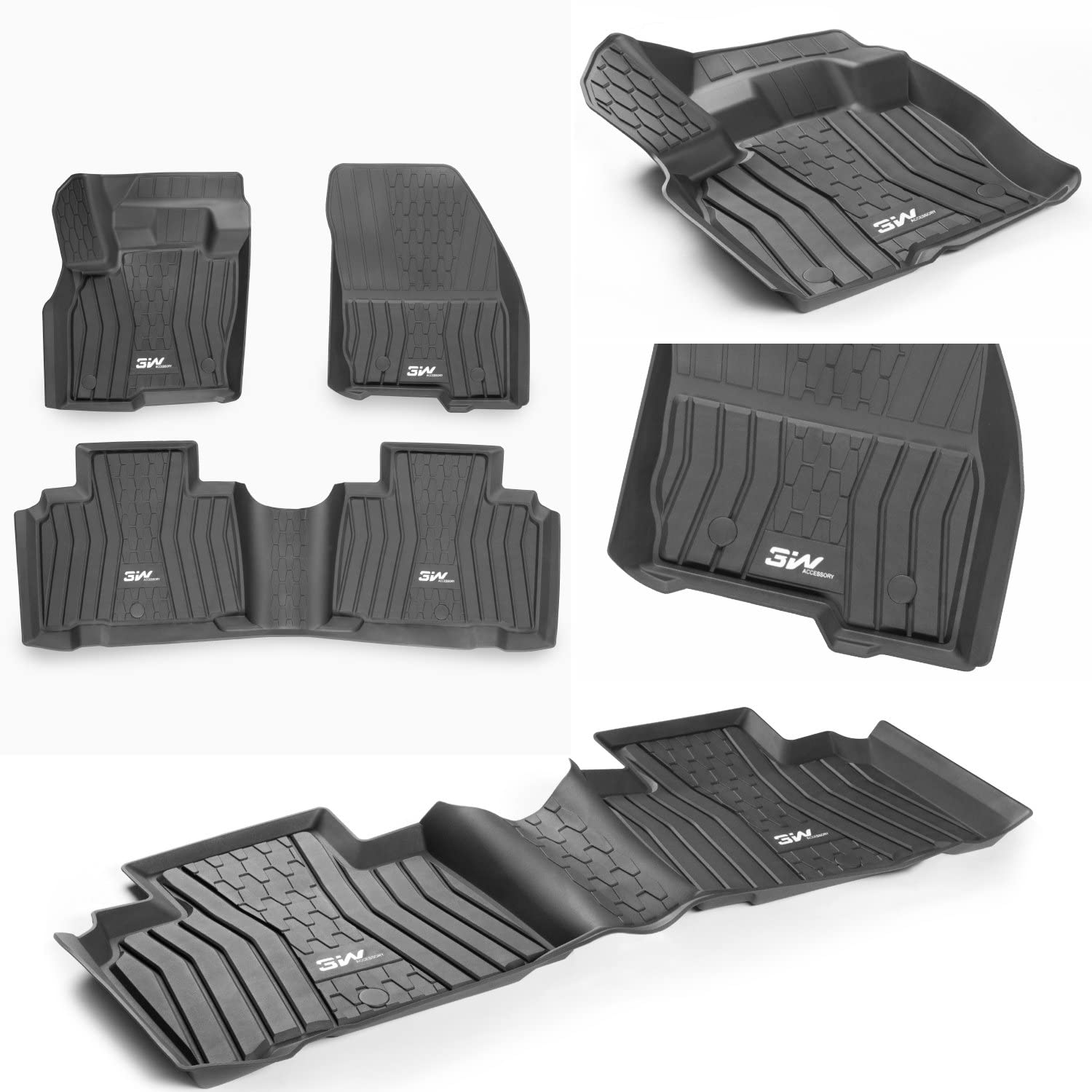 3W Floor Mats Fit For Lincoln Mkx 2016 2017 2018 / Lincoln Nautilus 2019-2022 Tpe All Weather Custom Fit Floor Liner For Lincoln