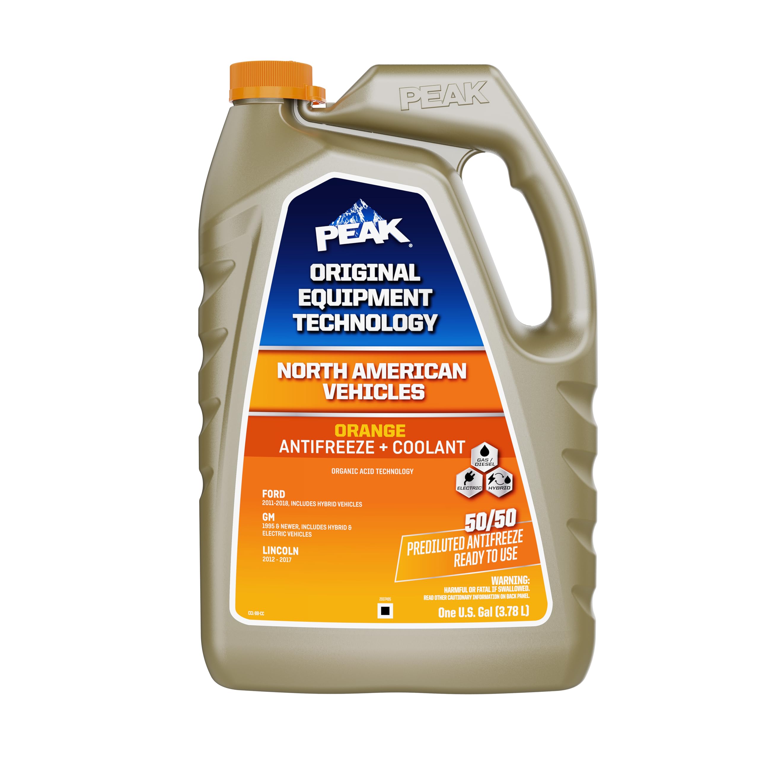 Peak Oet Extended Life Orange 50/50 Prediluted Antifreeze/Coolant For North American Vehicles, 1 Gal.