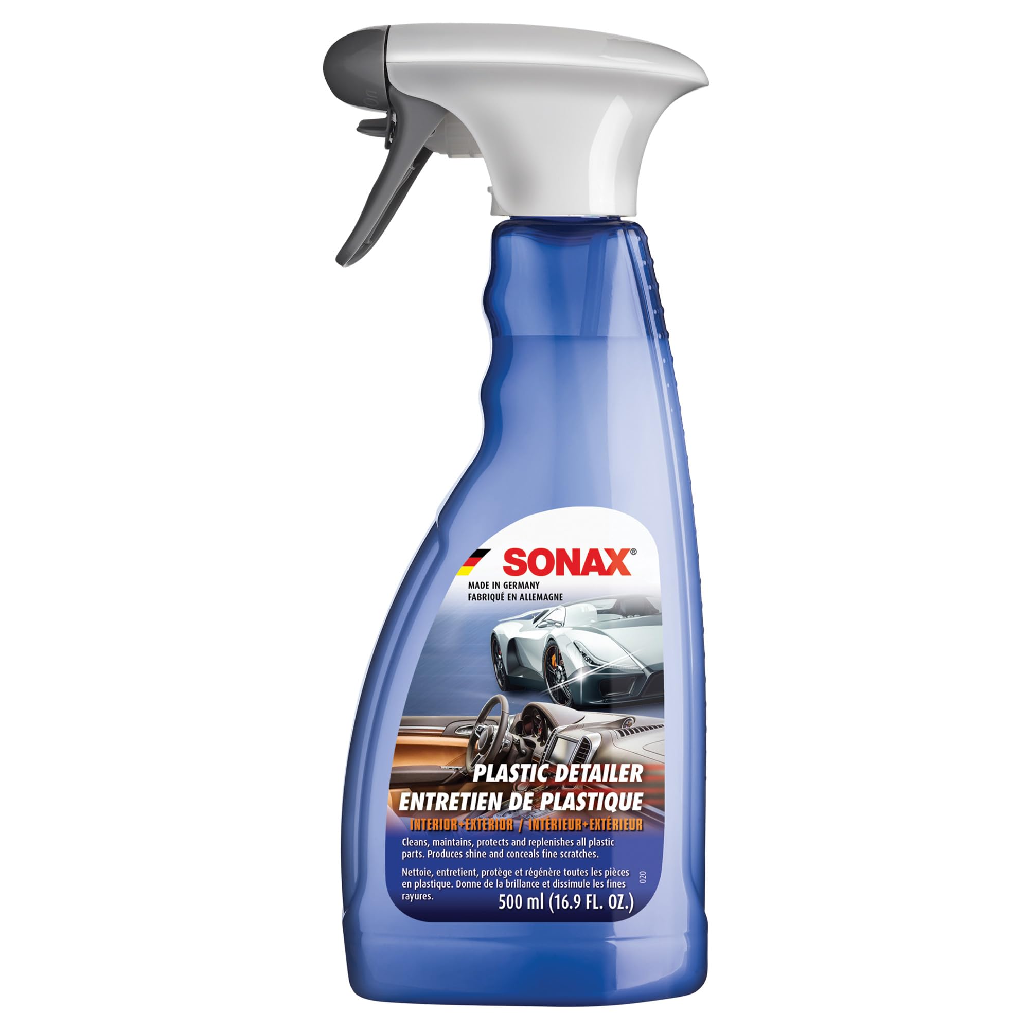 SONAX Plastic Detailer 255241 | Spray-On Protection for Interior & Exterior Plastic Surfaces | Cleans, Restores, and Protects | 