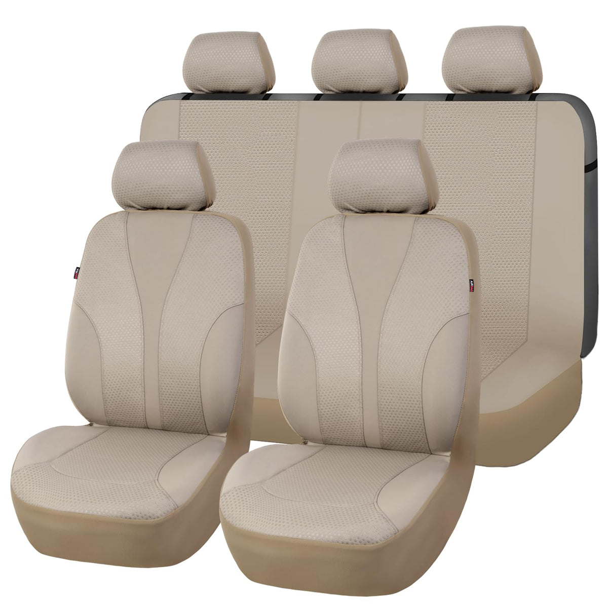 Flying Banner Car Seat Covers Full Cover Universal fit Car Truck SUV Van Hot Stamp Breathable Rear Bench Split Neoprene (Beige B