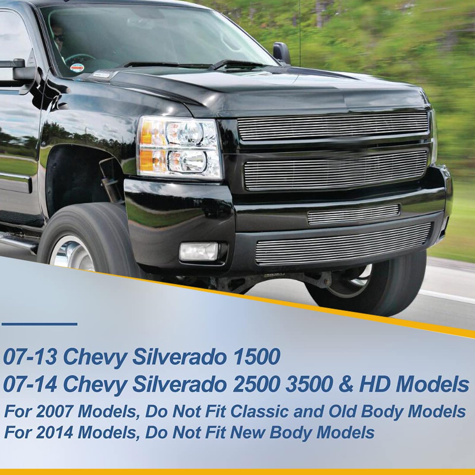 Headlights Assembly For 2007-2013 Chevy Silverado 1500,07-14 Silverado 2500Hd 3500 Headlights Headlamp Pair, Chrome Housing Ambe